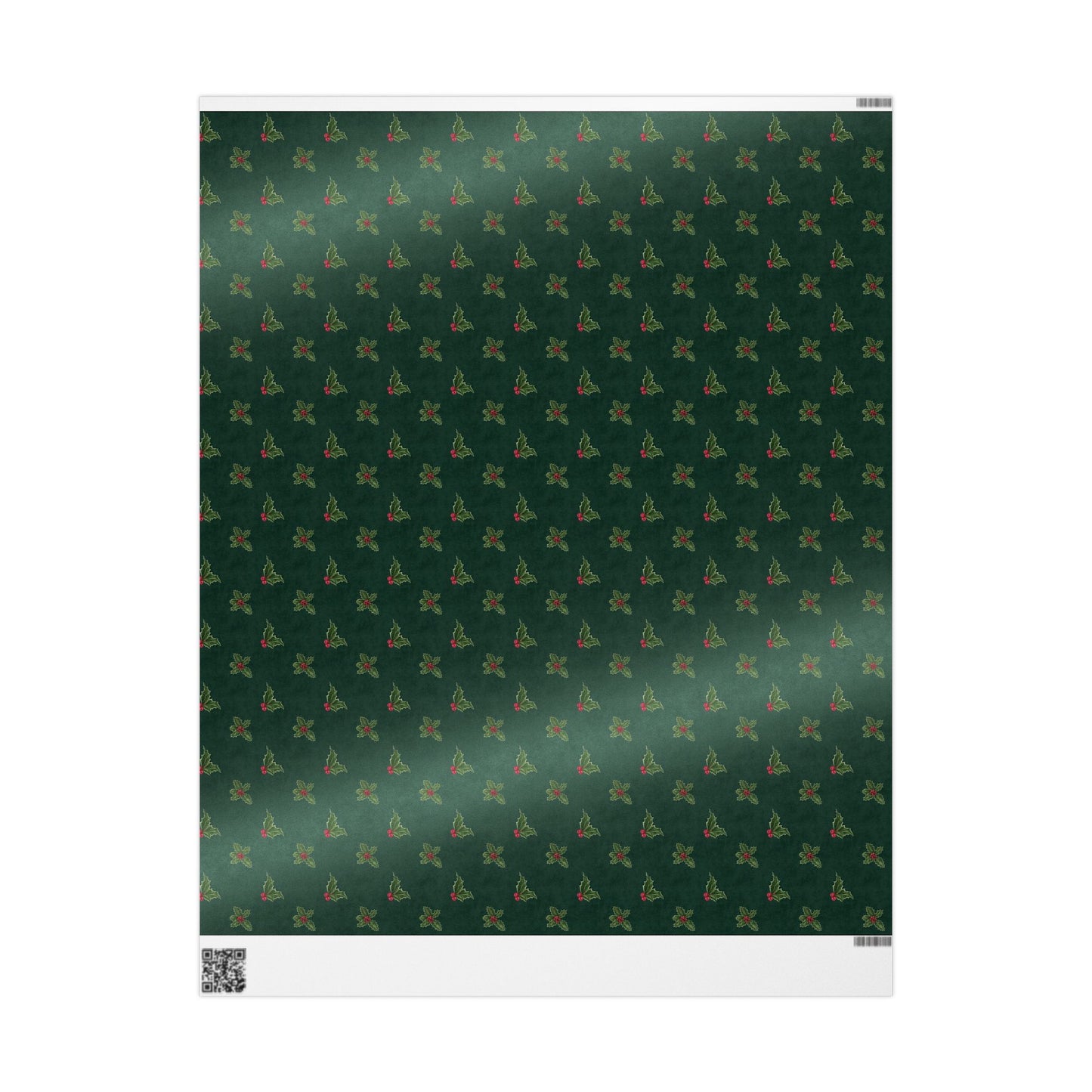 Deep Green Holly Wrapping Paper, Gloss or Matte Finish Elegant Luxury Christmas Gift Wrap