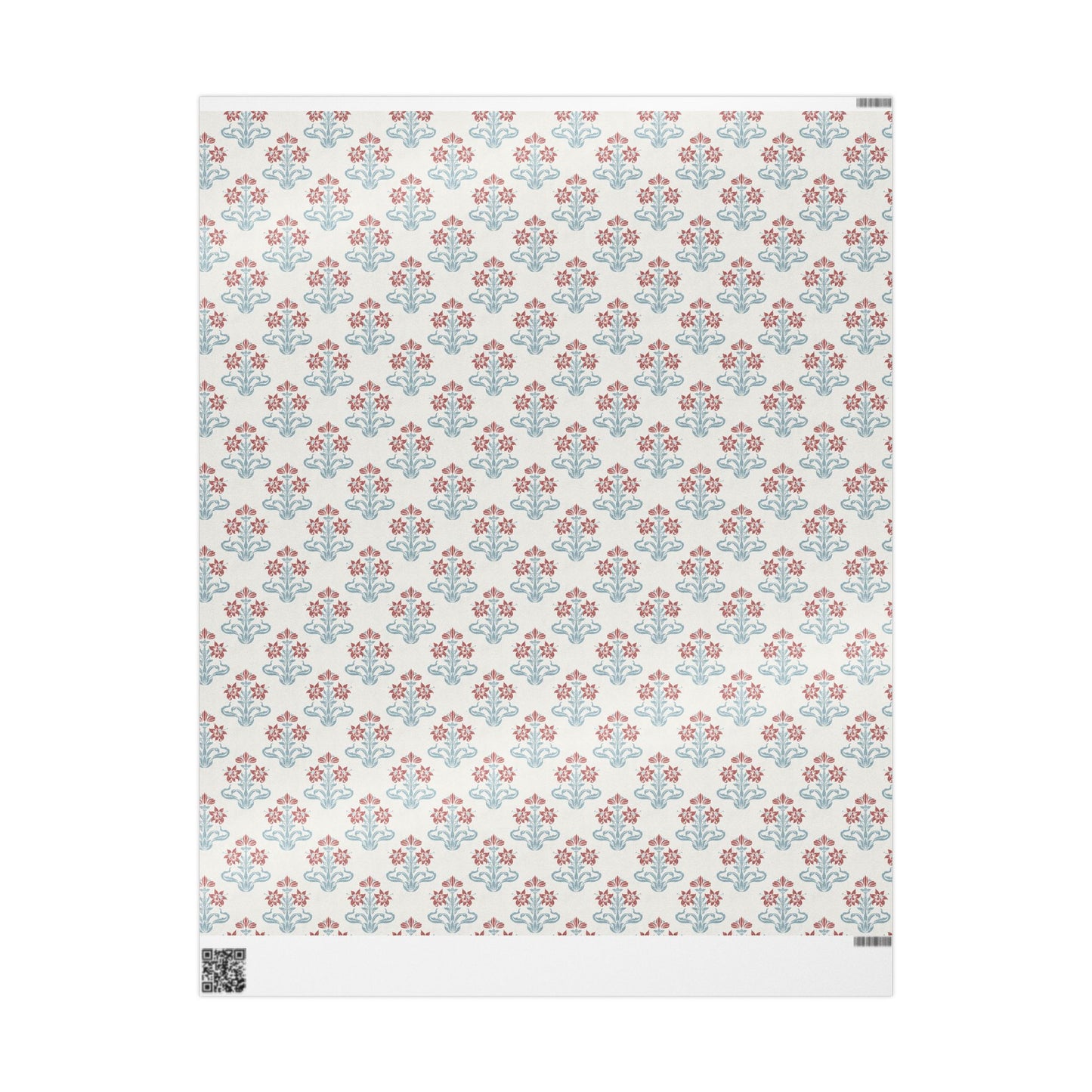 Vintage Red & Blue Floral Wrapping Paper | Botanical Gift Wrap