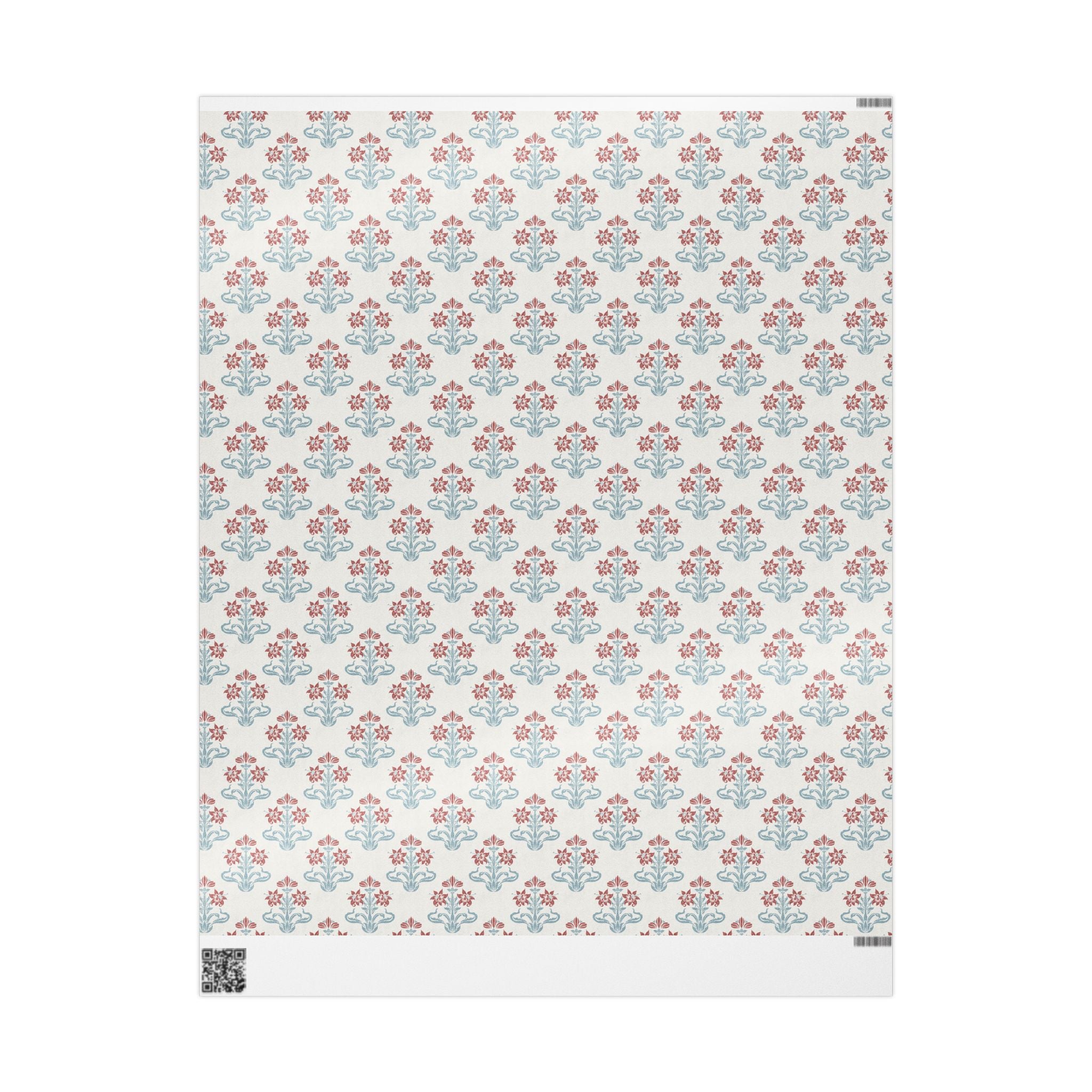 Vintage Red & Blue Floral Wrapping Paper | Botanical Gift Wrap
