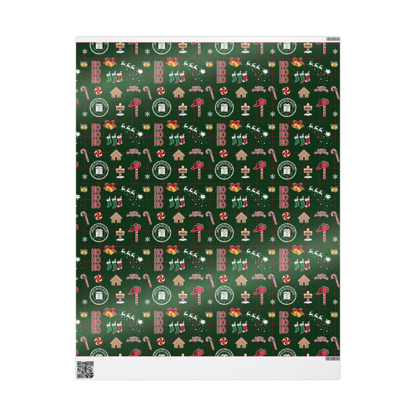 Green Christmas Icon Wrapping Paper | Classic Holiday Gift Wrap