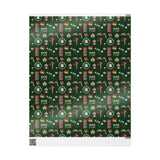 Green Christmas Icon Wrapping Paper | Classic Holiday Gift Wrap