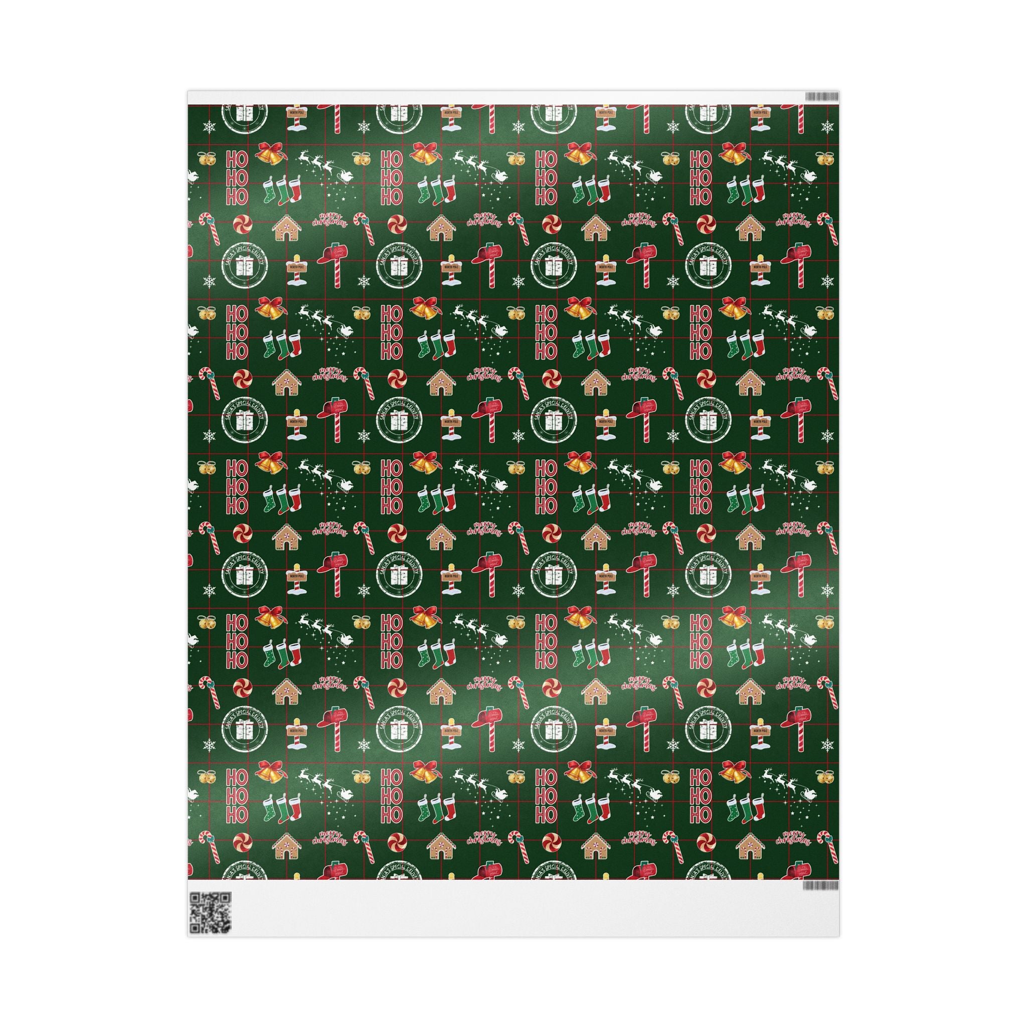 Green Christmas Icon Wrapping Paper | Classic Holiday Gift Wrap