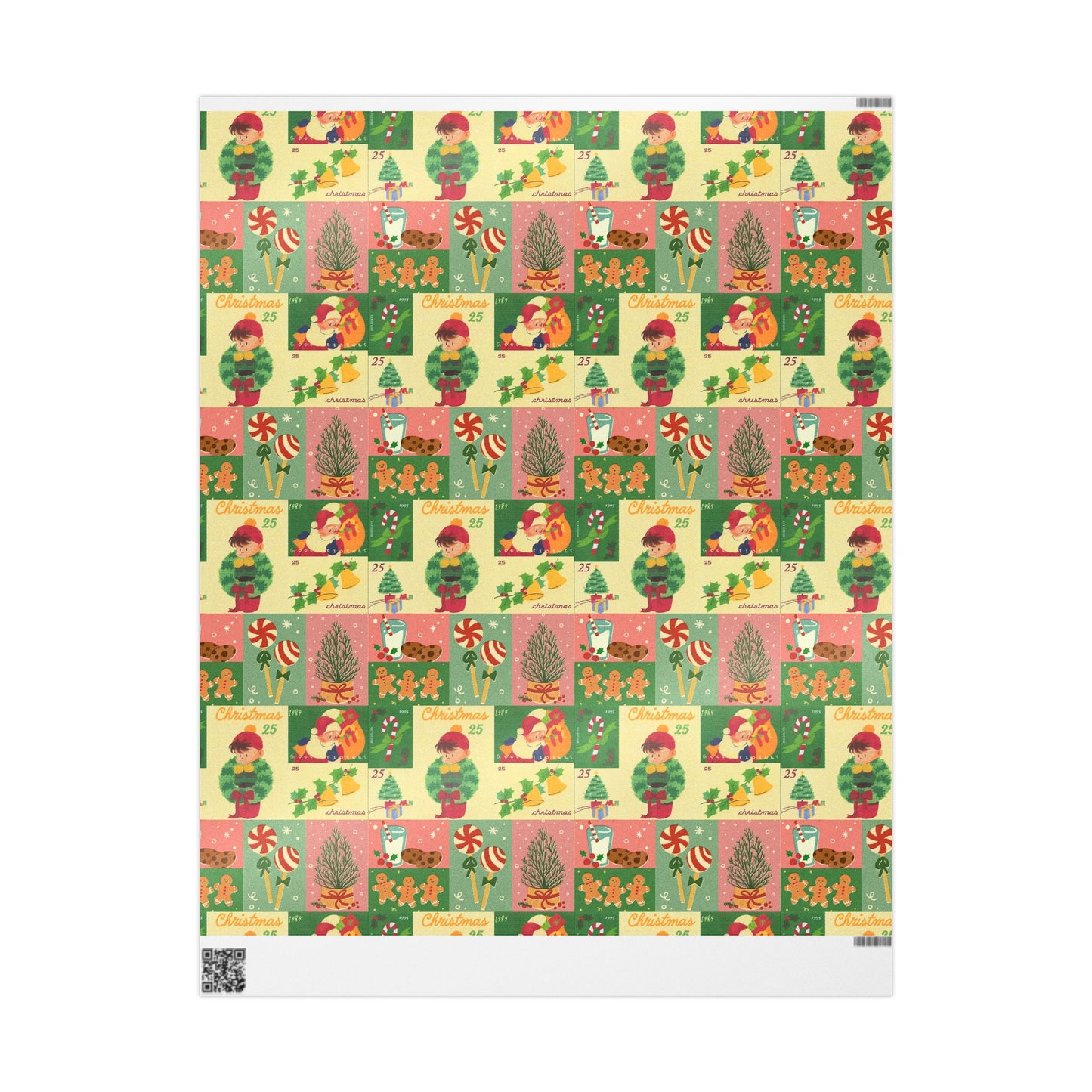 Vintage Christmas Patchwork Wrapping Paper | Retro Holiday Wrap