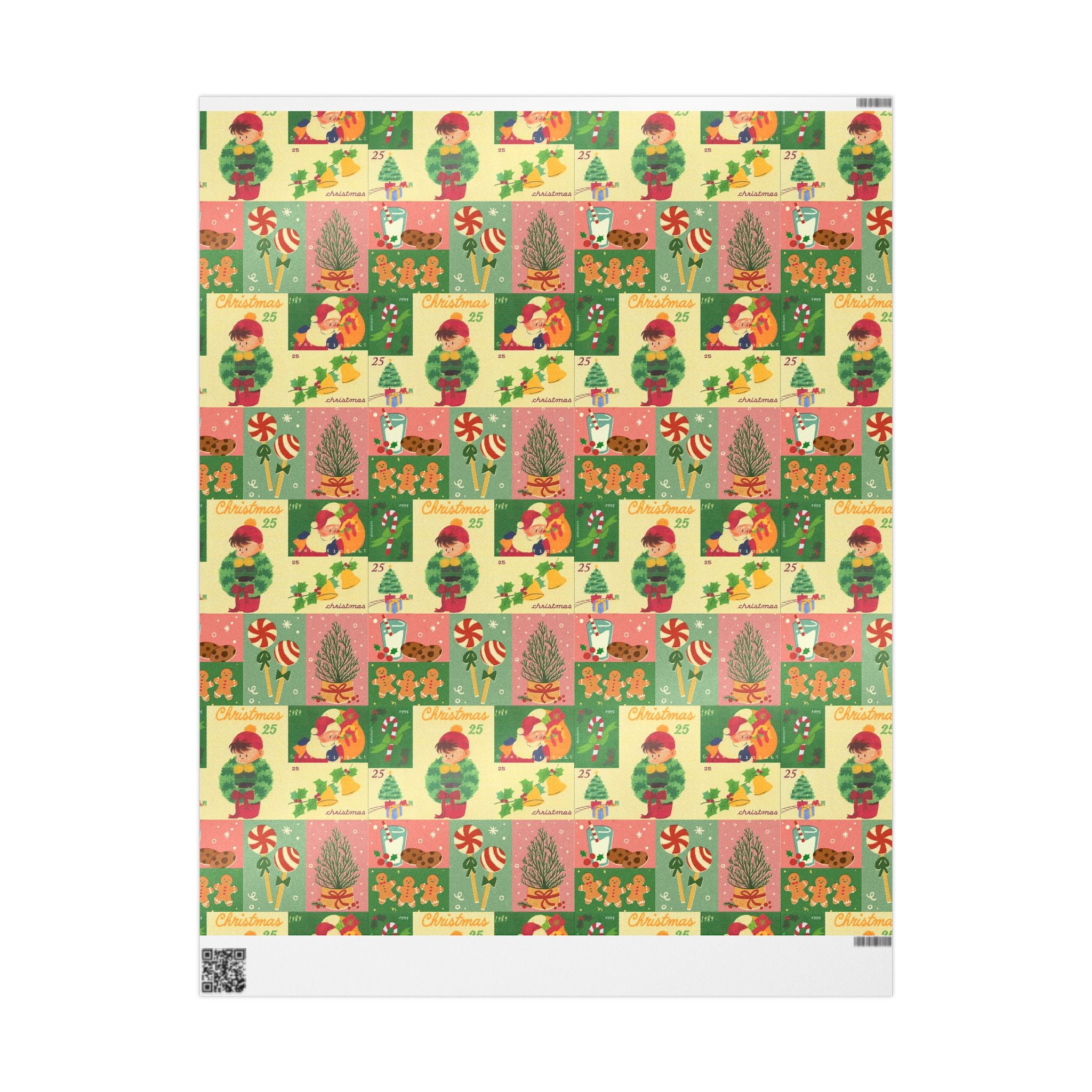 Vintage Christmas Patchwork Wrapping Paper | Retro Holiday Wrap