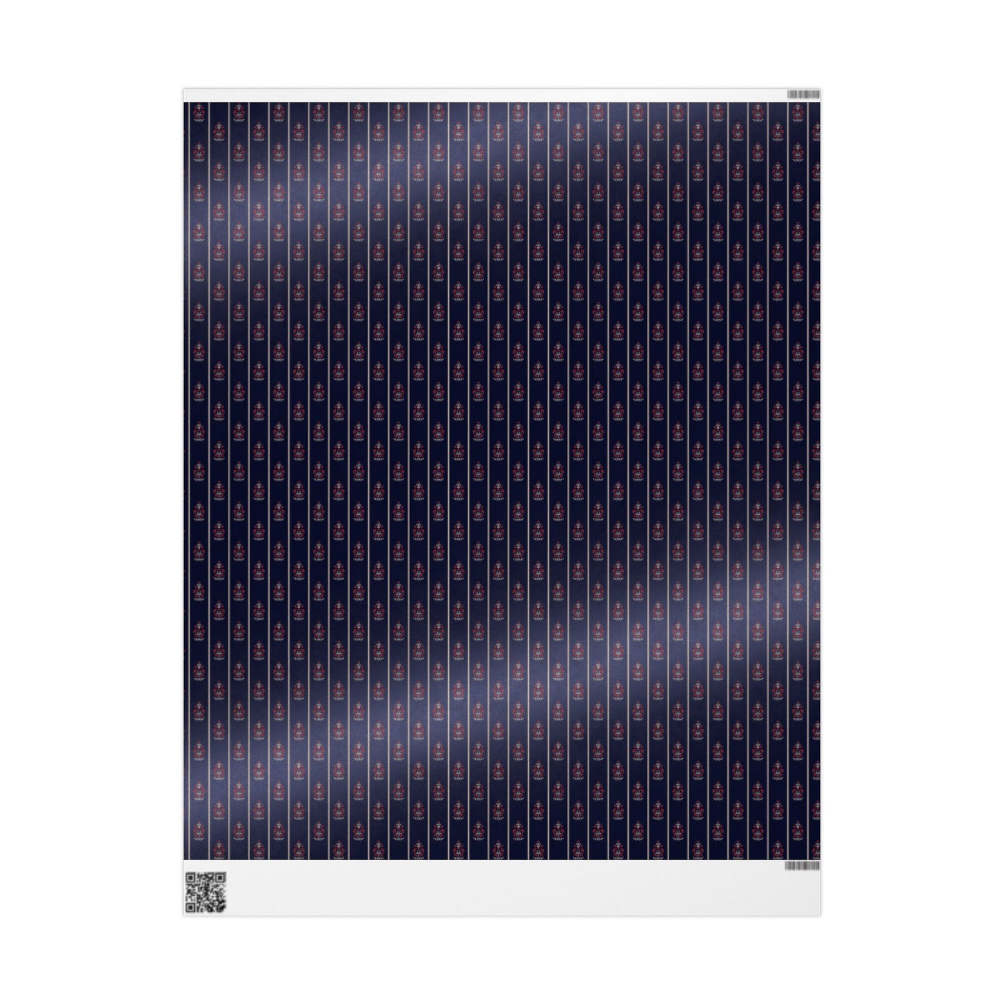 Navy Floral Wrapping Paper | Red Flowers & Pinstripe Gift Wrap