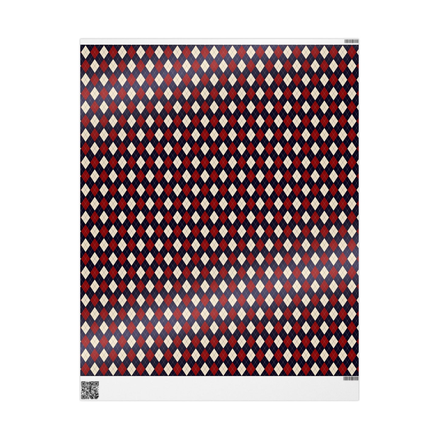 Luxury Argyle Wrapping Paper, Elegant Red, Navy and Cream Plaid Gift Wrap, Classic Christmas and Year-Round Packaging