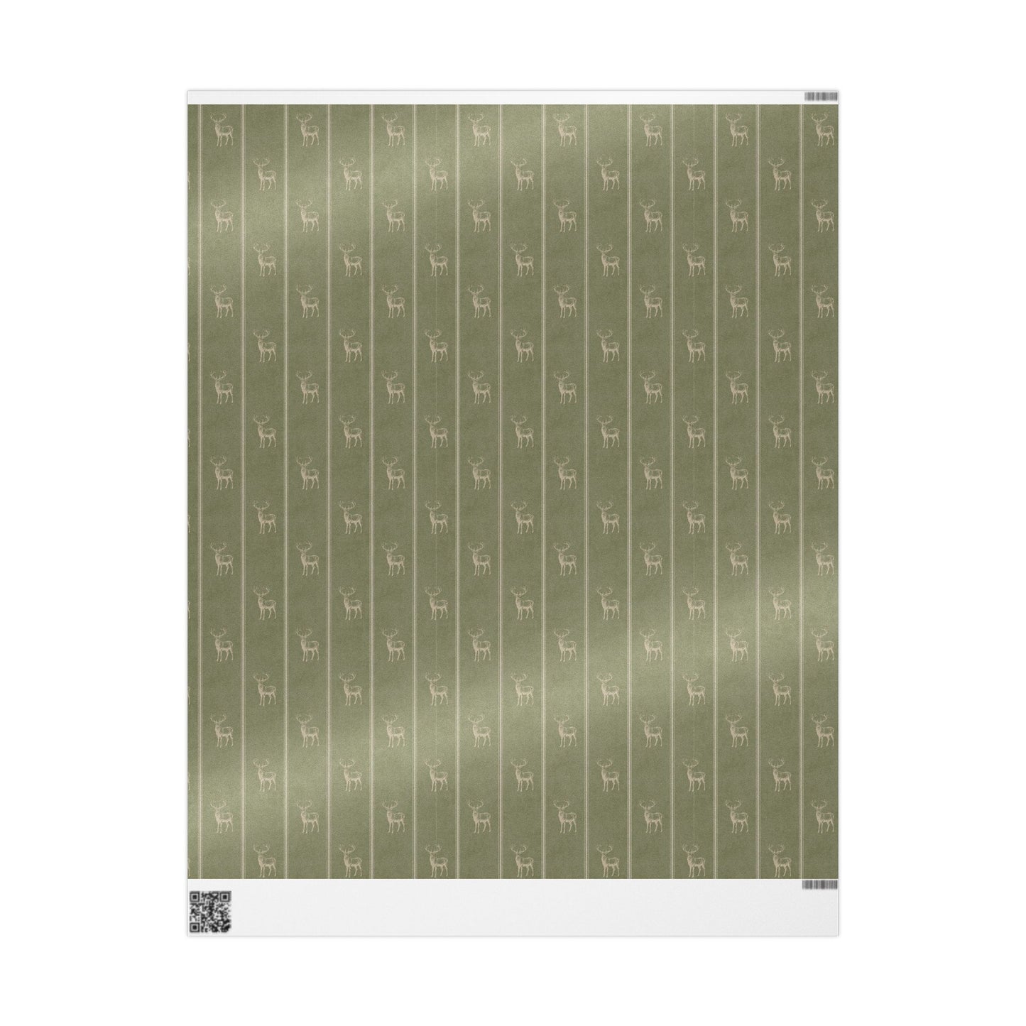 Sage Green Raindeer Wrapping Paper, Gloss or Matte Finish Elegant Luxury Christmas Gift Wrap