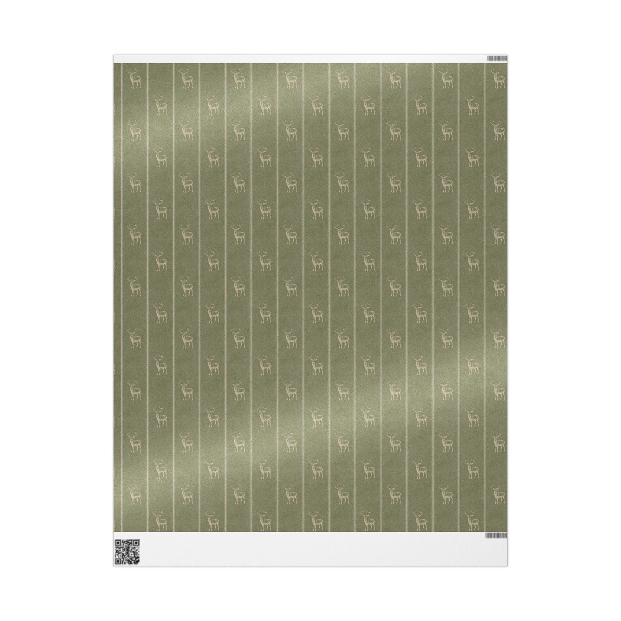 Sage Green Raindeer Wrapping Paper, Gloss or Matte Finish Elegant Luxury Christmas Gift Wrap