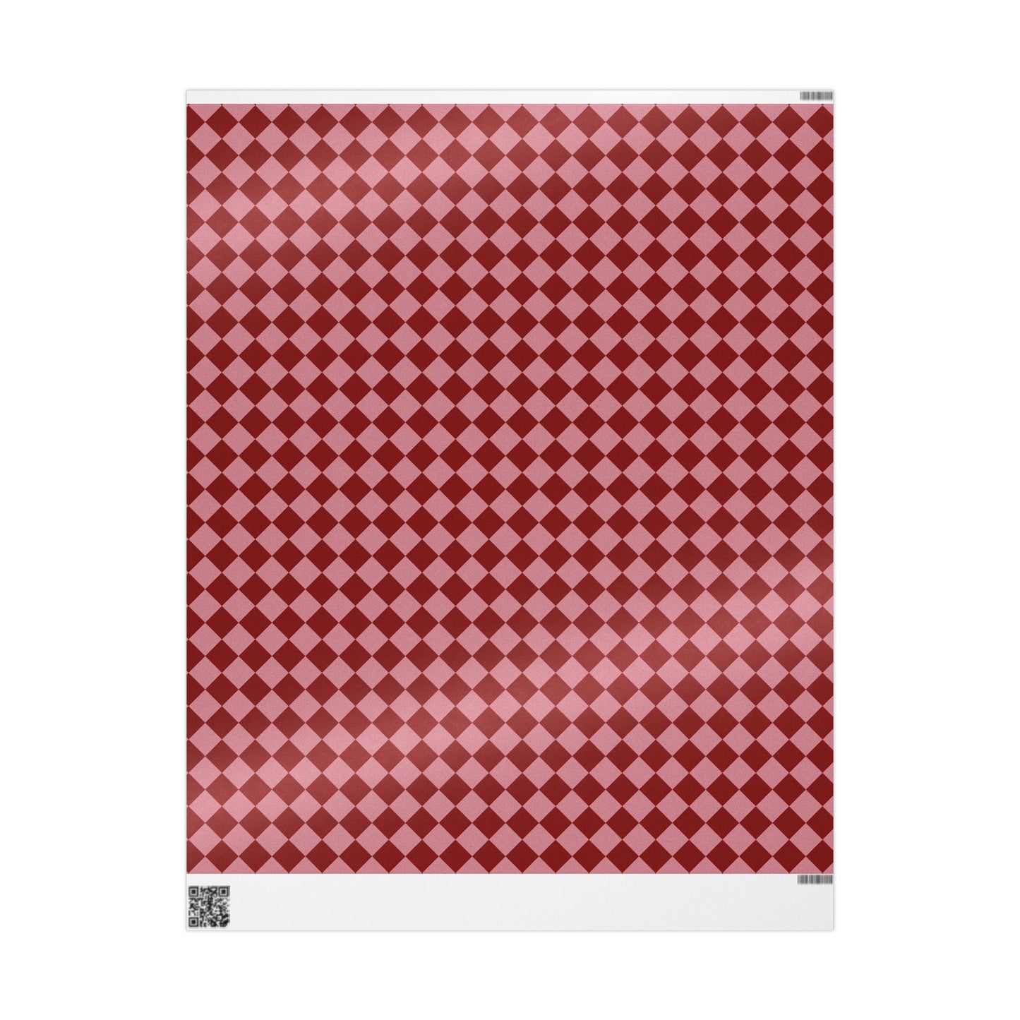 Pink & Red Checkered Wrapping Paper, Gloss or Matte Finish Elegant Luxury Birthday Gift Wrap