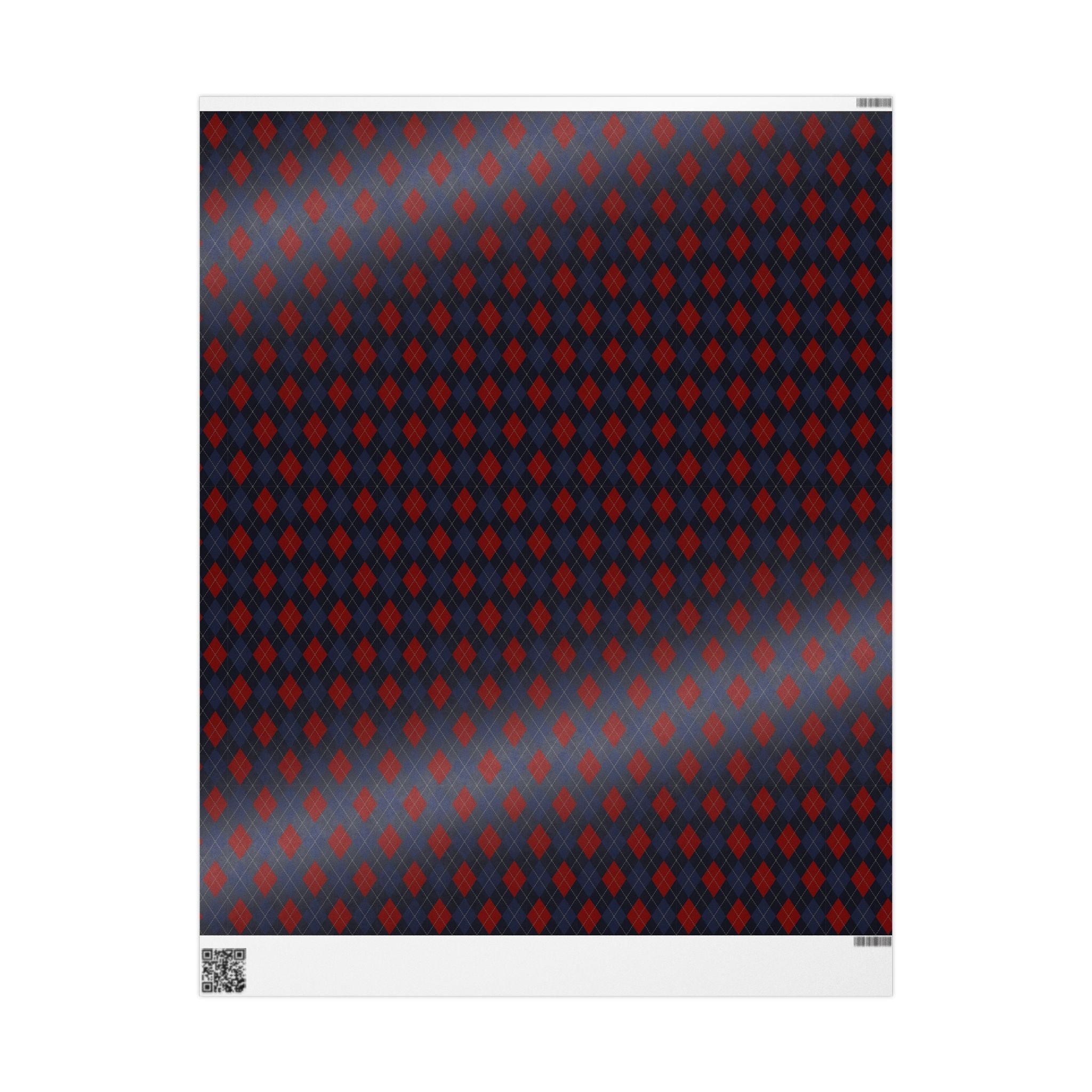 Luxury Argyle Gift Wrapping Paper, Elegant Navy & Red Plaid Wrap, Classic Christmas and Year-Round Gift Packaging