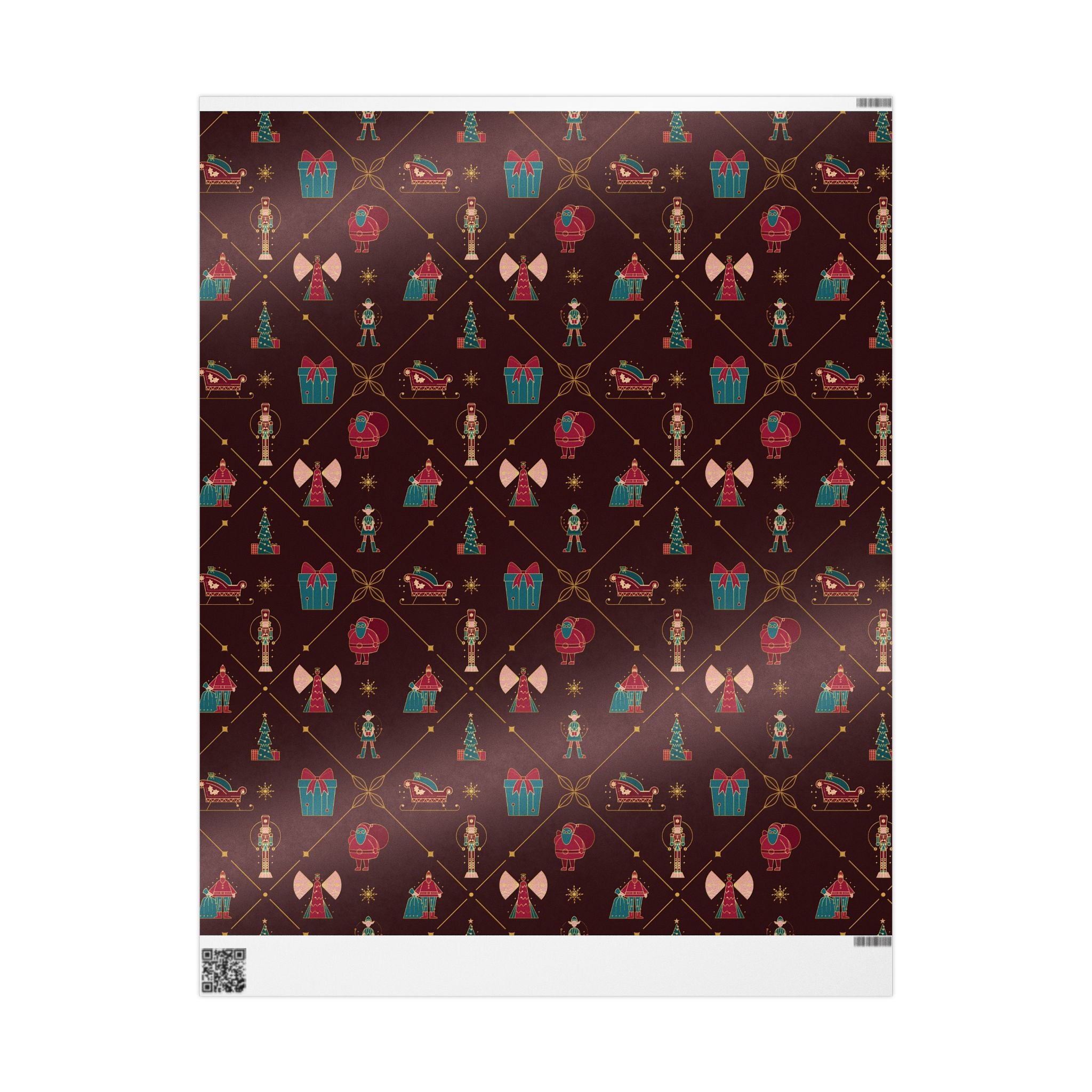Burgundy Nutcracker Christmas Wrapping Paper, Gloss or Matte Finish Elegant Luxury Holiday Gift Wrap
