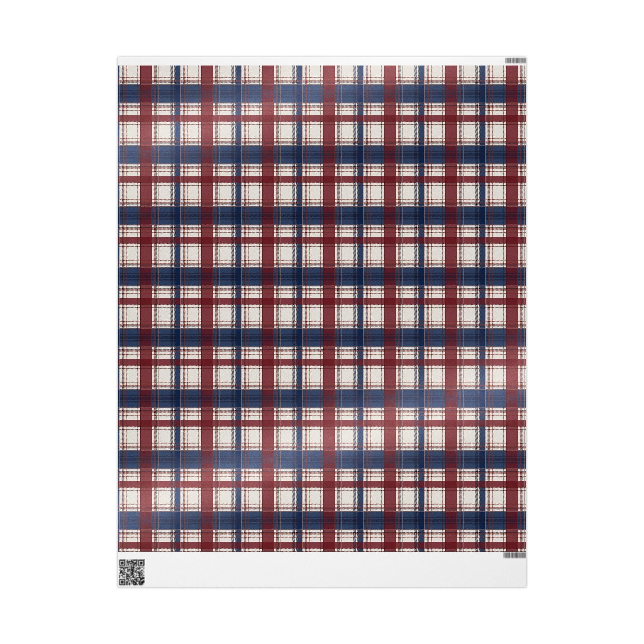 Red & Navy Tartan Plaid Wrapping Paper | Classic Christmas Wrap
