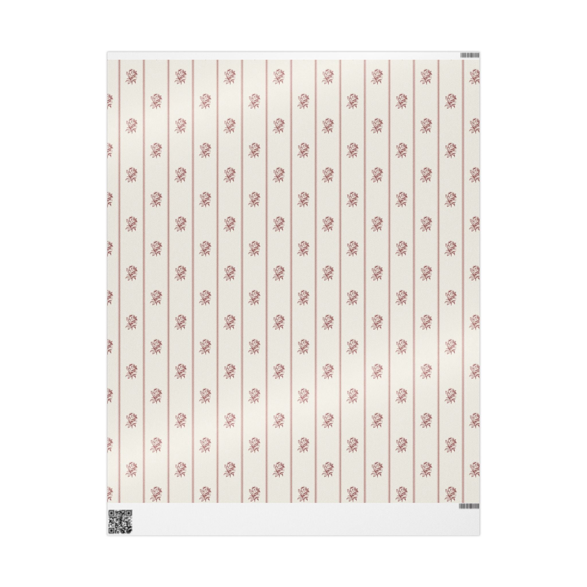 Vintage Rose Stripe Wrapping Paper | Romantic Floral Gift Wrap