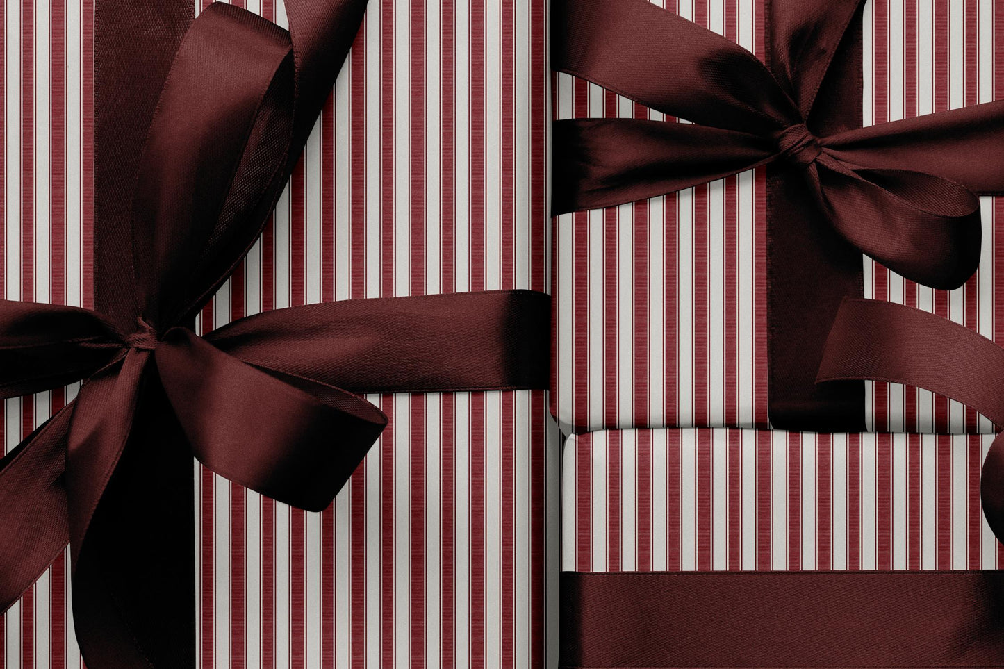 Classic red stripe wrapping paper roll — Evara Creative Studio