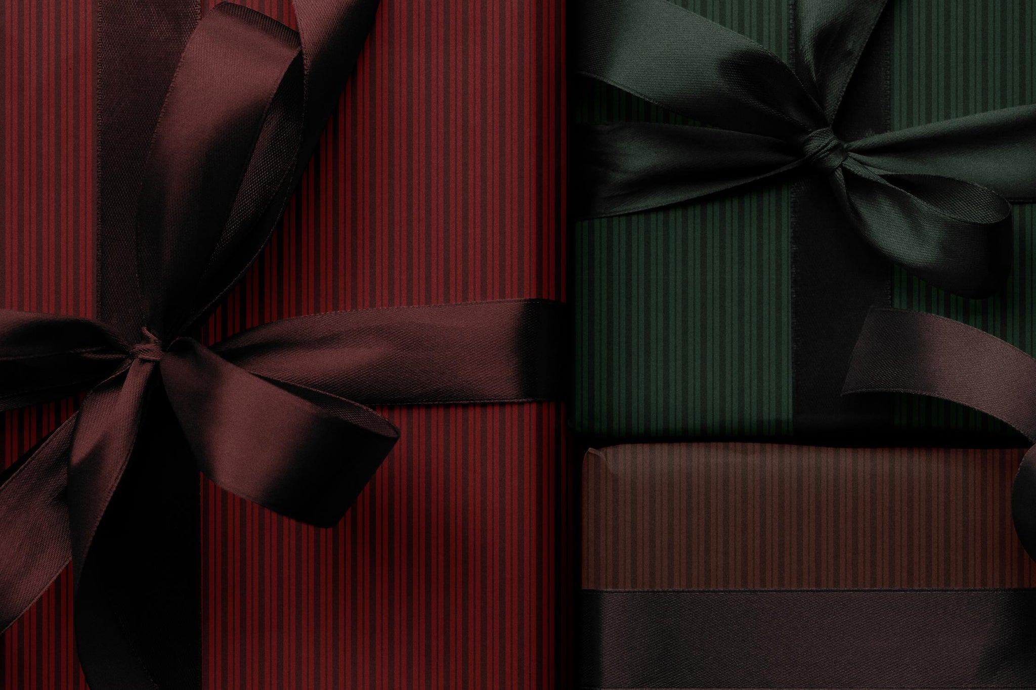 Brown Striped Gift Wrapping Paper, Classic Vertical Stripe Wrap Sheet in Glossy or Matte Finish for Fall Gifting and Holiday Celebrations