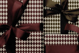 Maroon & Ivory Checkered Wrapping Paper | Vintage Elegant Gift Wrap