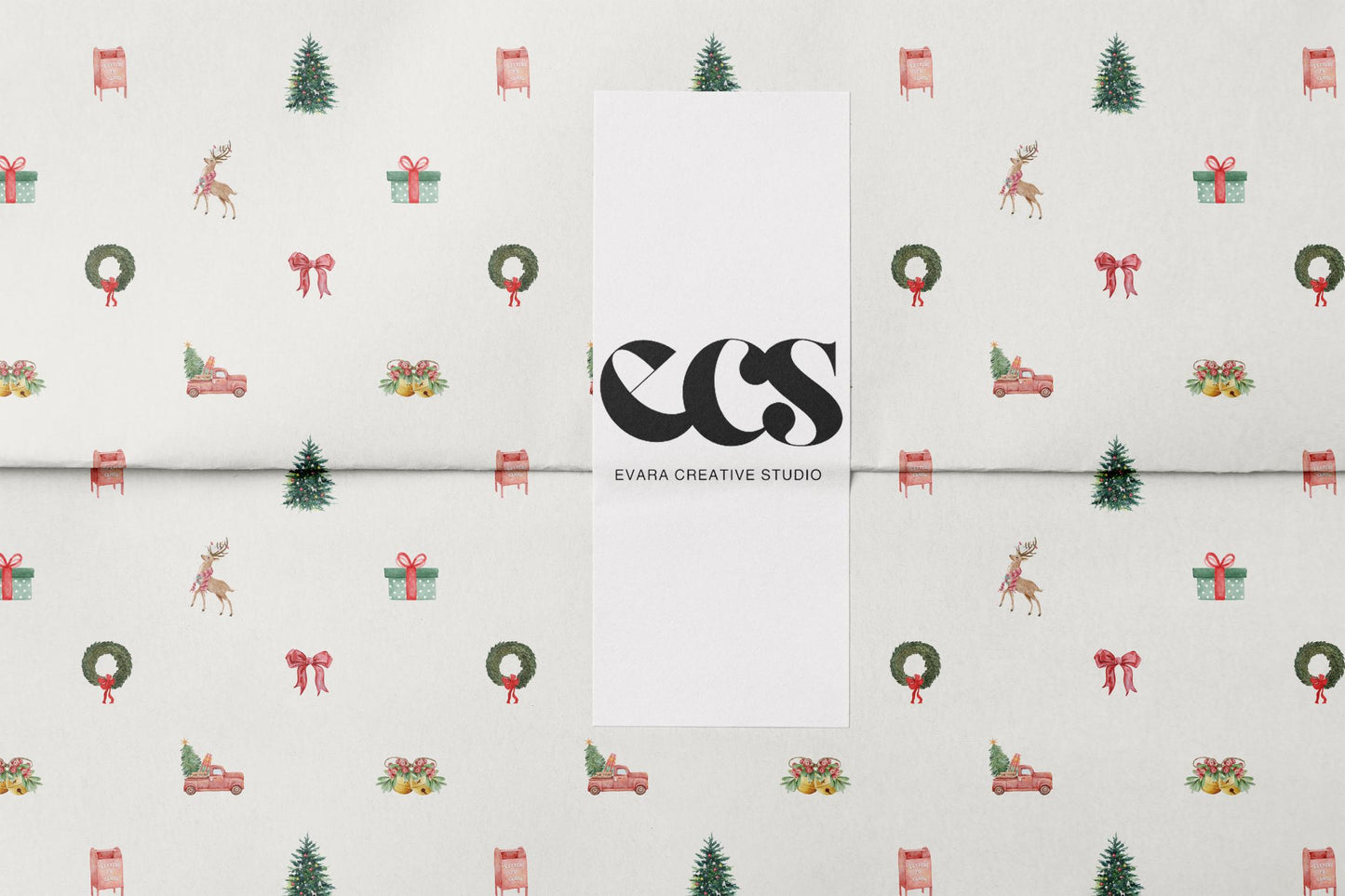 Reindeer & Red Truck Christmas Wrapping Paper | Nostalgic Holiday Wrap