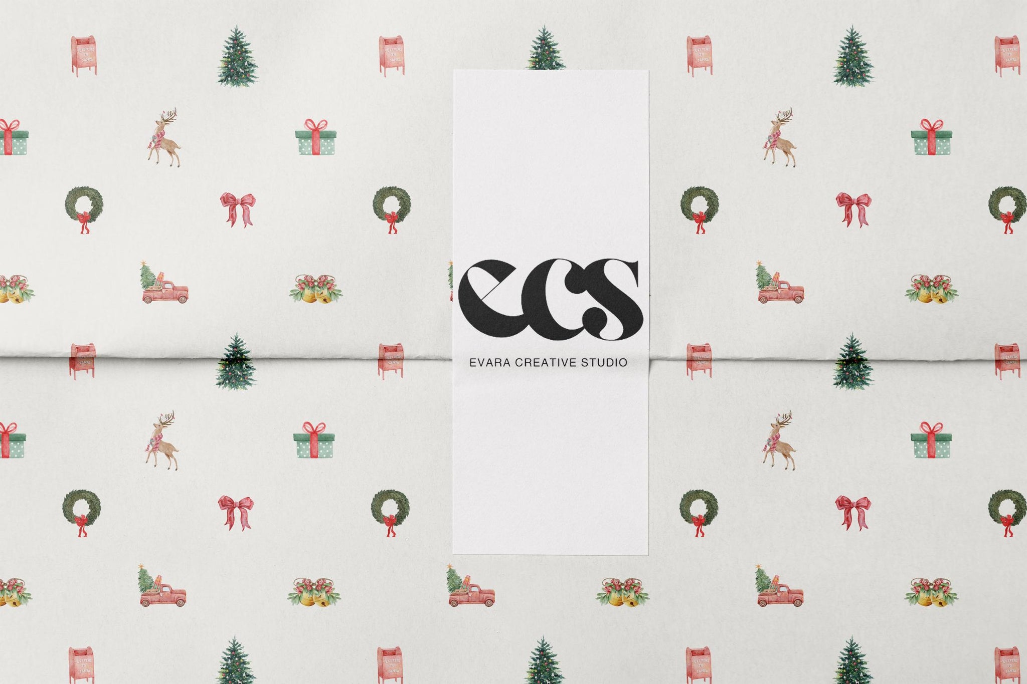 Reindeer & Red Truck Christmas Wrapping Paper | Nostalgic Holiday Wrap