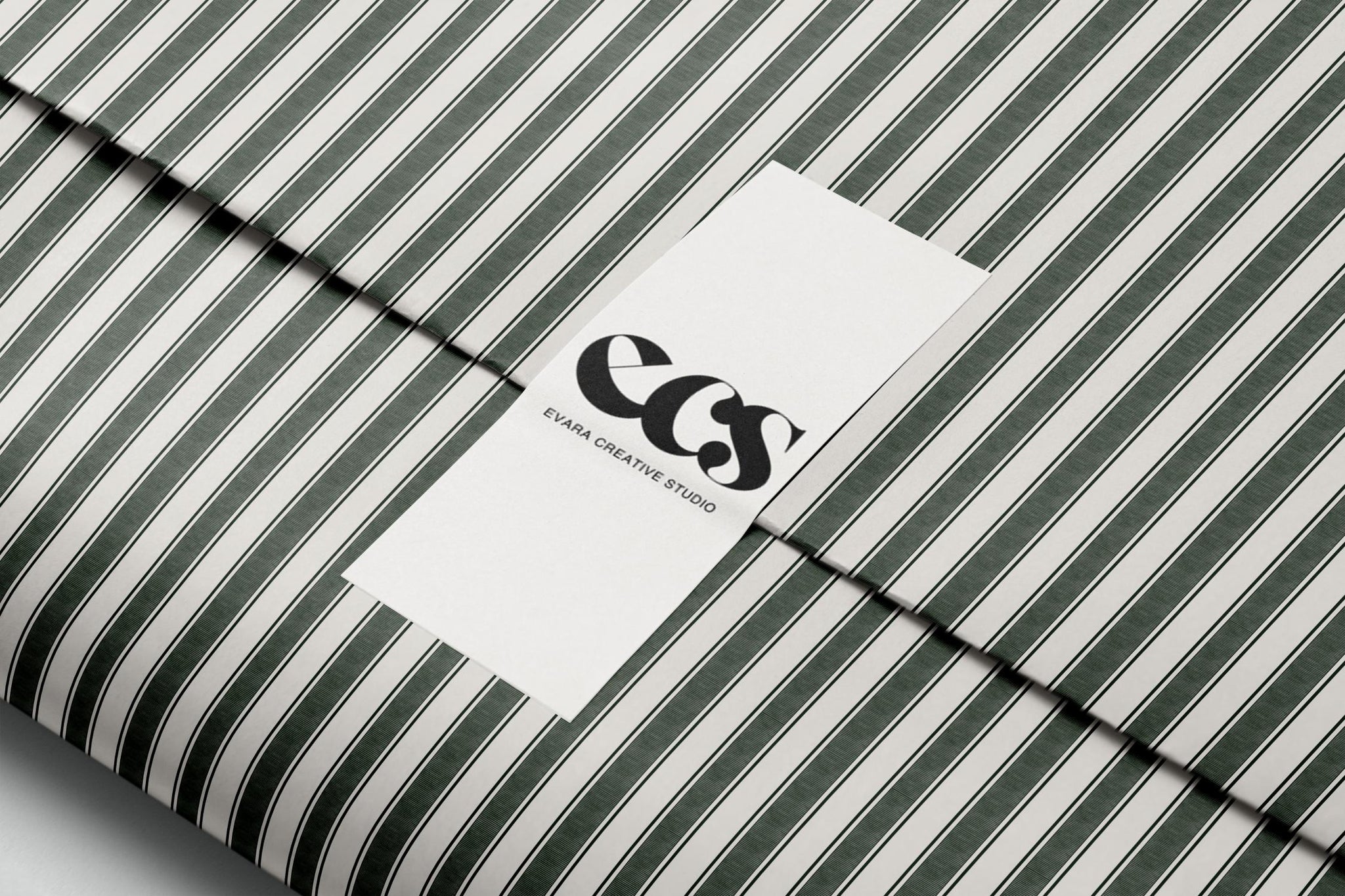 Deep green stripe gift wrap — Evara Creative Studio