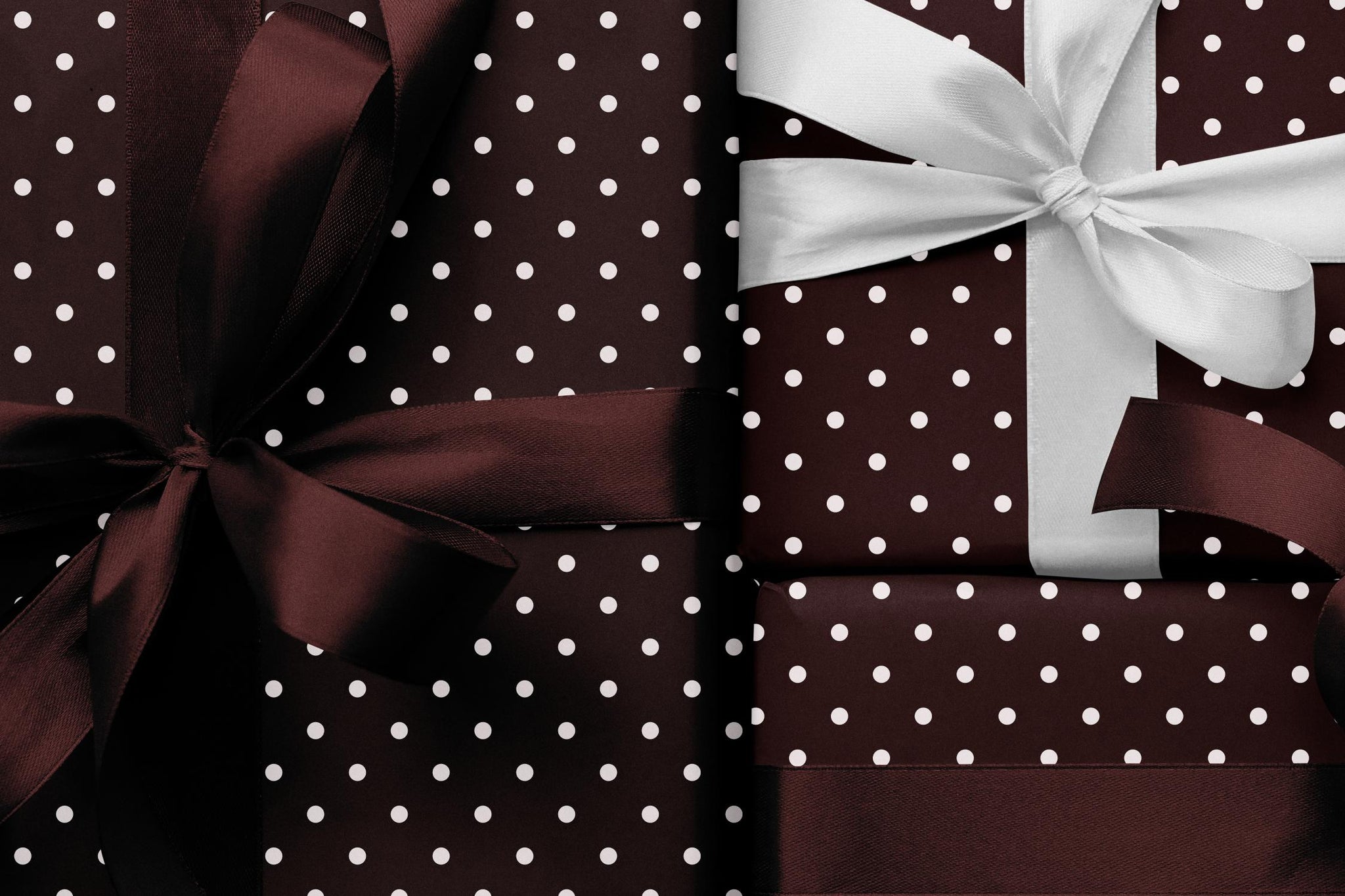 Brown Polka Dot Gift Wrapping Paper, Classic Dot Pattern Wrap Sheet in Glossy or Matte Finish, Great for Fall Gifting and Year-Round Use