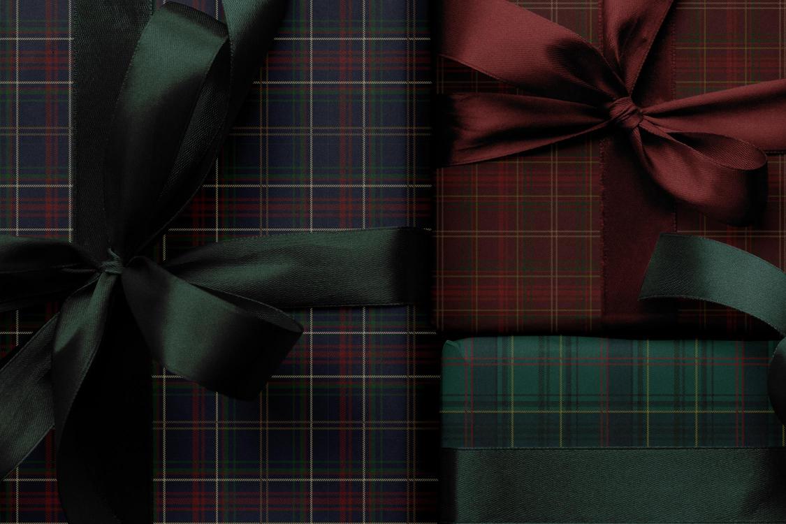 Navy and green tartan wrapping paper roll — Evara Creative Studio