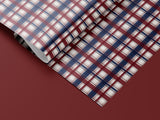 Red and navy tartan plaid wrapping paper roll — Evara Creative Studio