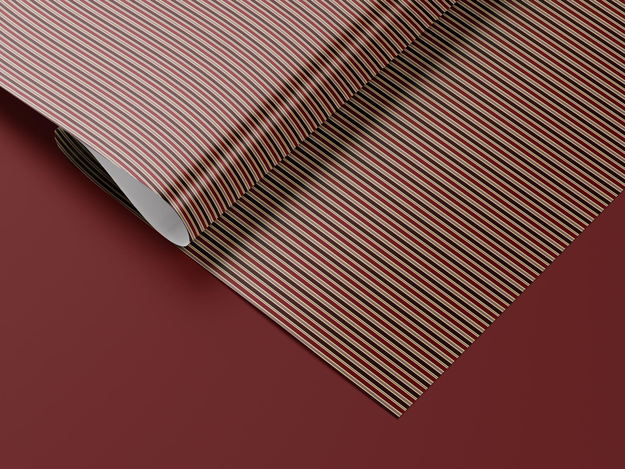 Burgundy and Gold Striped Wrapping Paper, Elegant Luxury Gift Wrap for Christmas, Holidays, Birthdays and Special Occasions