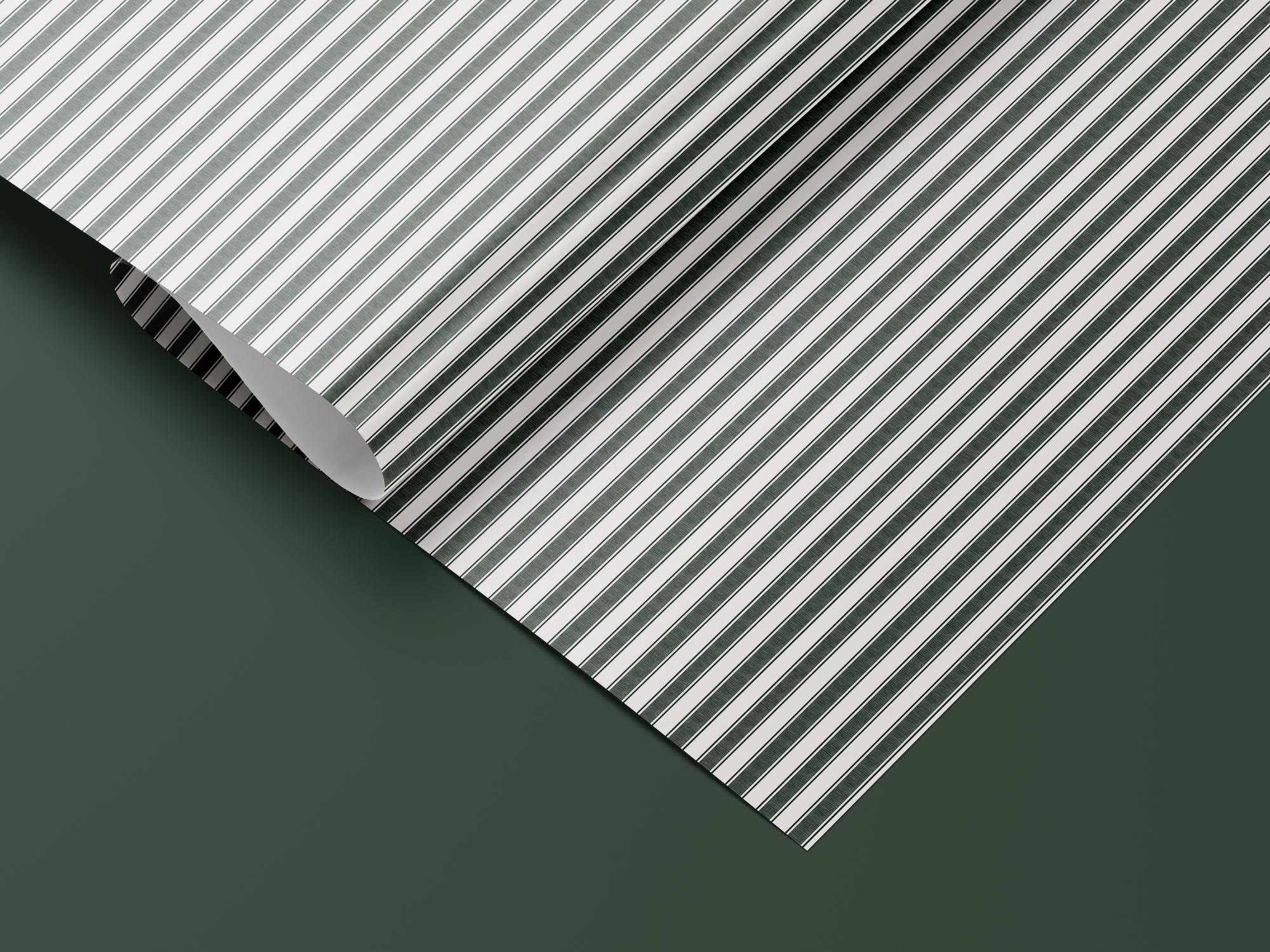 Deep green stripe wrapping paper roll — Evara Creative Studio