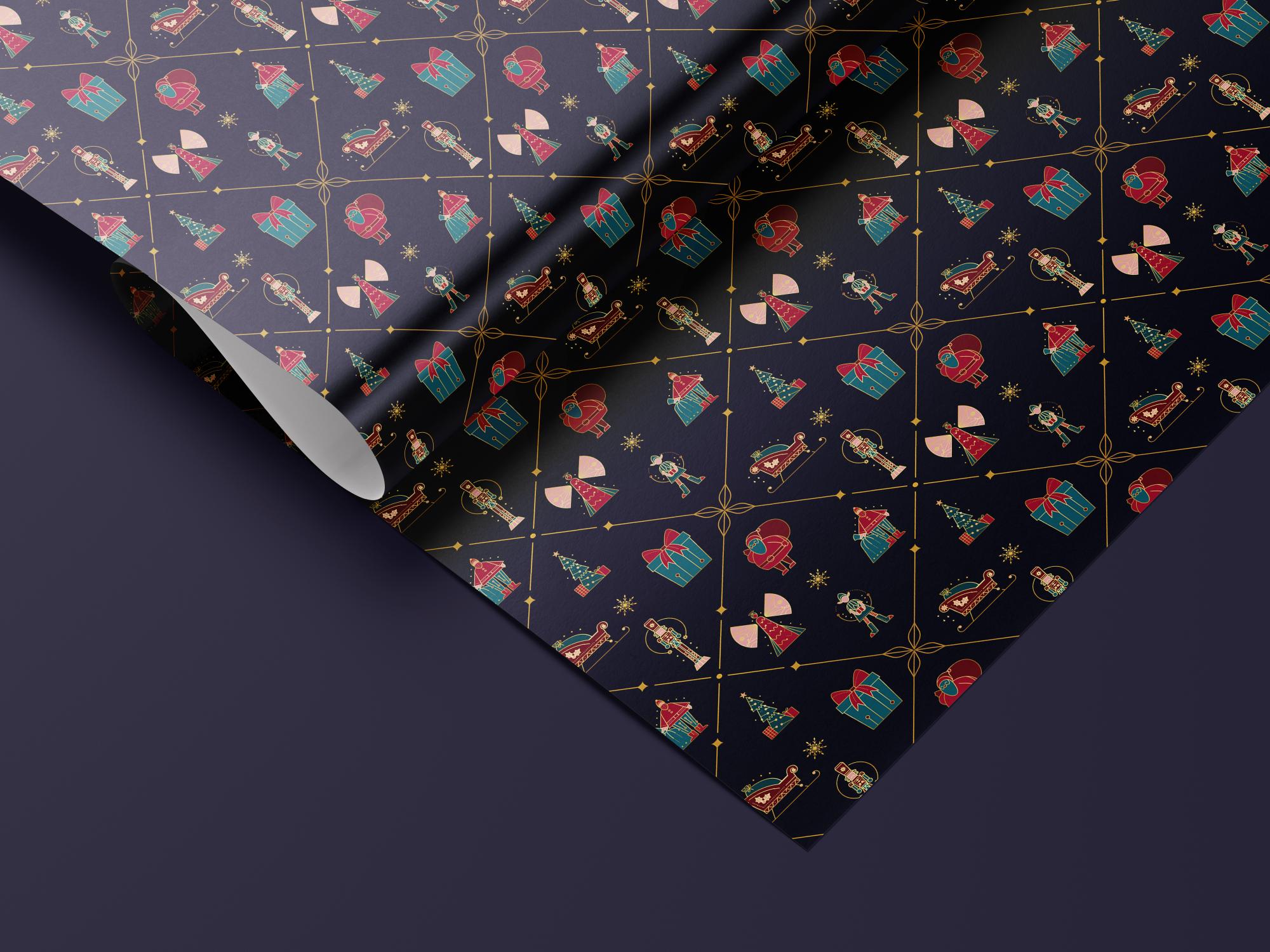 Purple Nutcracker Wrapping Paper, Gloss or Matte Finish Elegant Luxury Christmas Gift Wrap