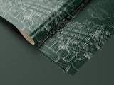 Deep Green Cityscape Wrapping Paper, Gloss or Matte Finish Elegant Luxury Christmas Gift Wrap