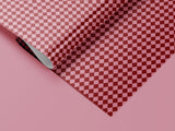 Pink & Red Checkered Wrapping Paper, Gloss or Matte Finish Elegant Luxury Birthday Gift Wrap
