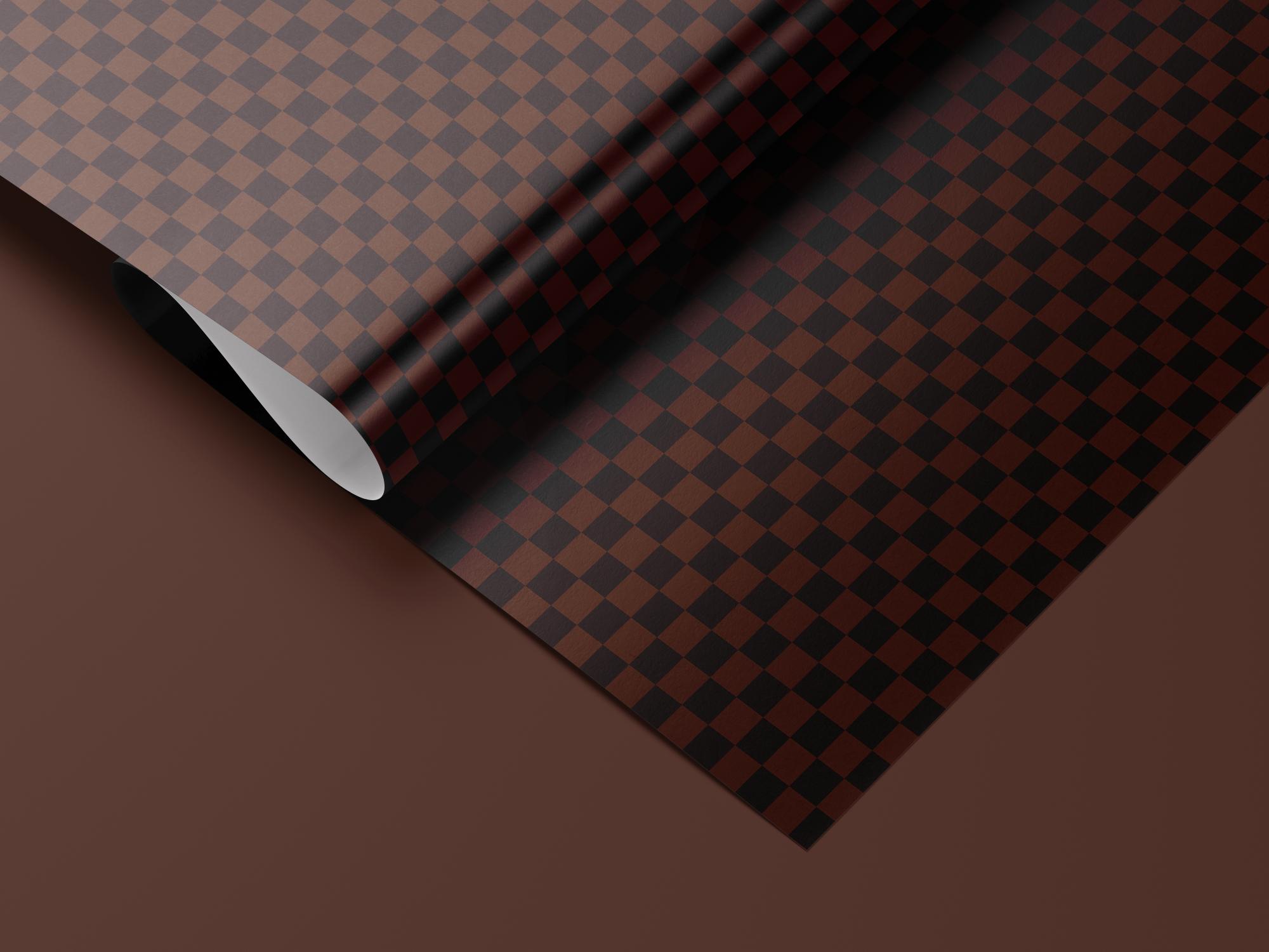 Brown Checkerboard Gift Wrapping Paper, Retro Chessboard Pattern Wrap Sheet for Birthdays, Holidays, and Special Occasions