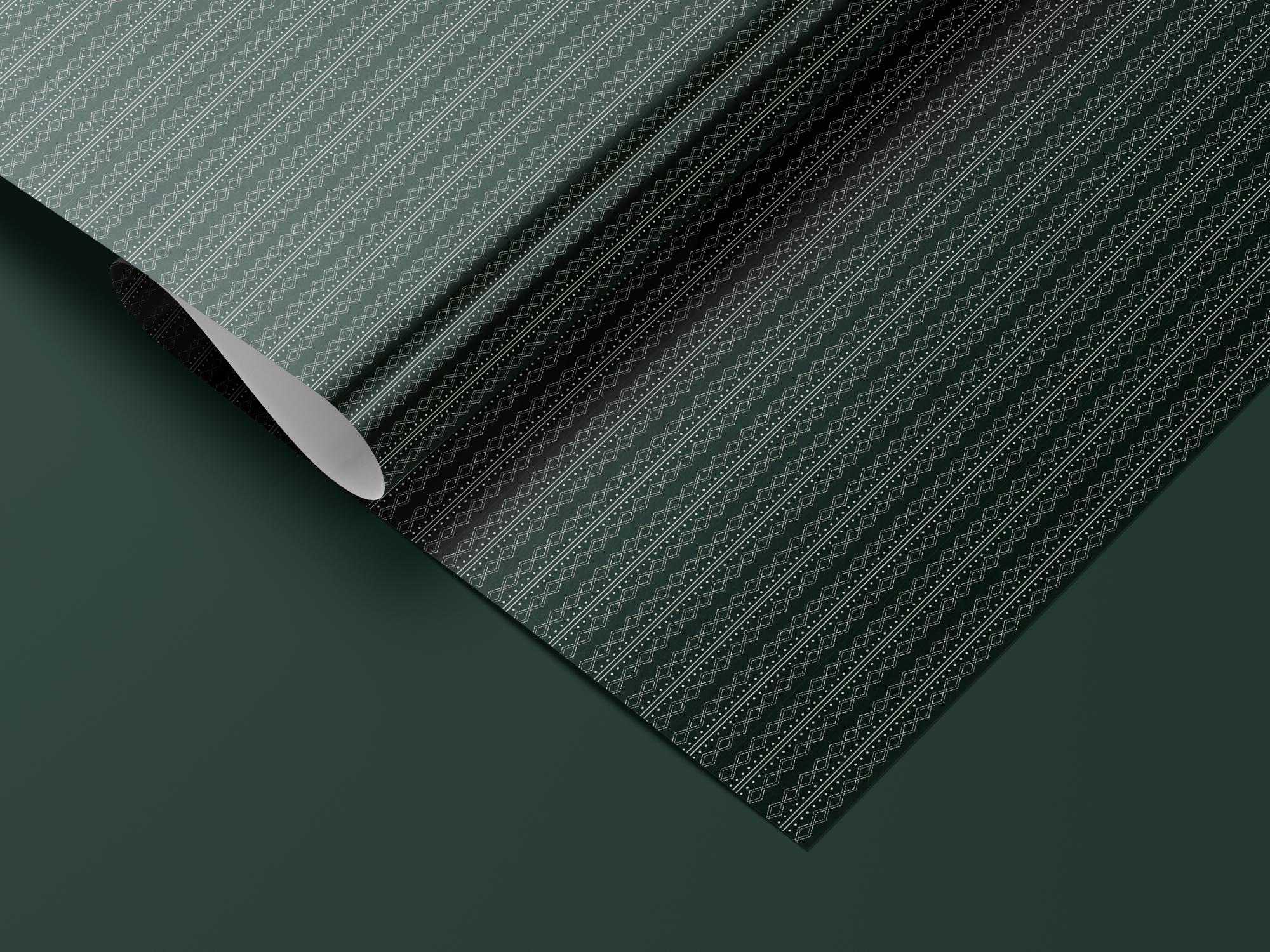 Deep Green Nordic Wrapping Paper, Gloss or Matte Finish Elegant Luxury Christmas Gift Wrap