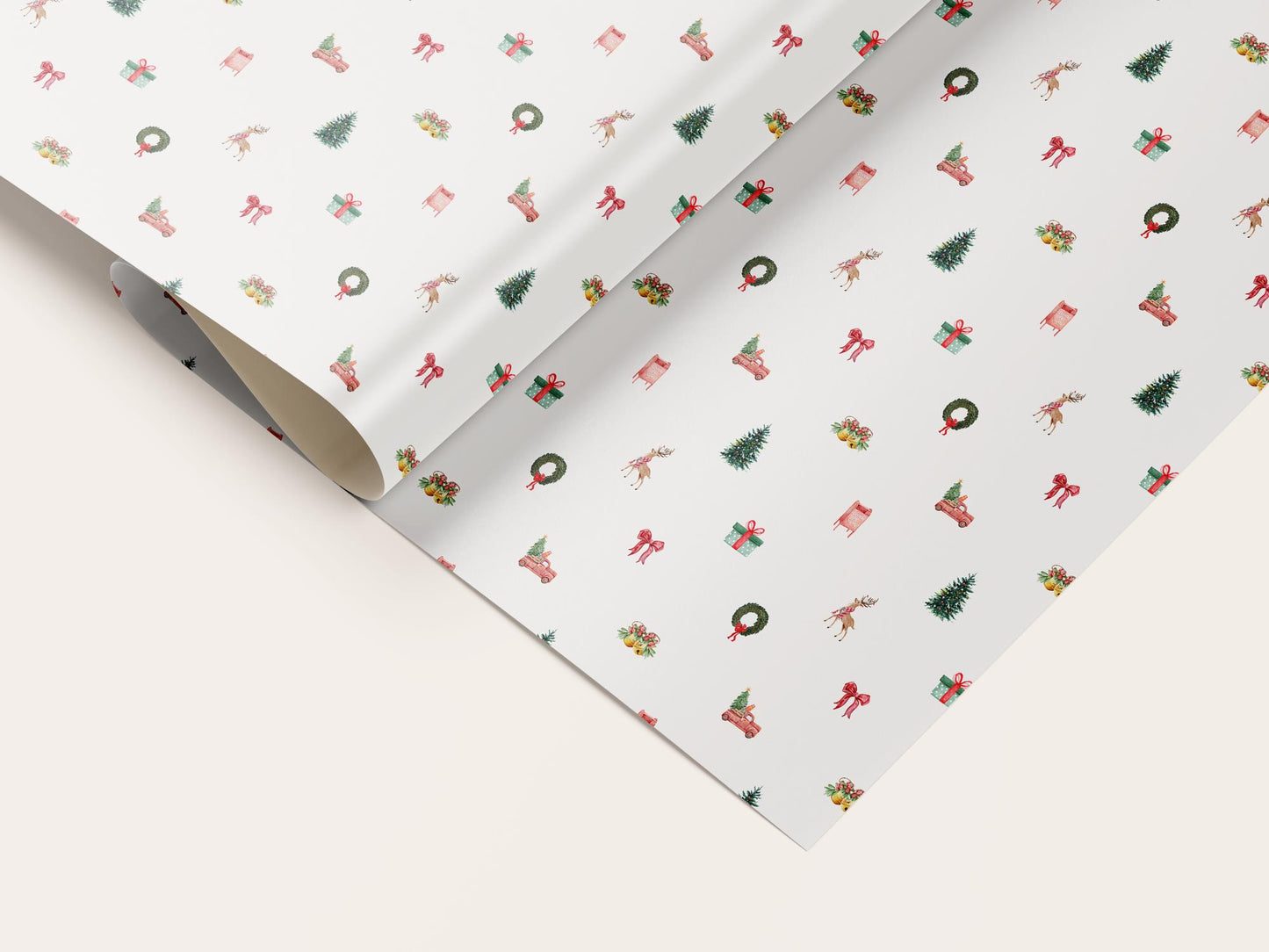 Reindeer & Red Truck Christmas Wrapping Paper | Nostalgic Holiday Wrap