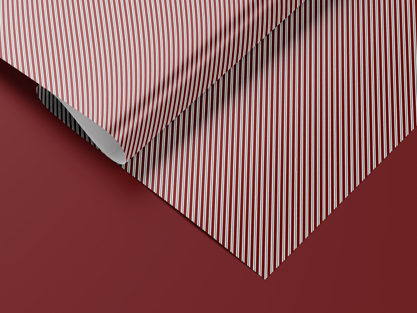 Red Candy Cane Stripe Wrapping Paper, Gloss or Matte Finish Elegant Luxury Christmas Gift Wrap