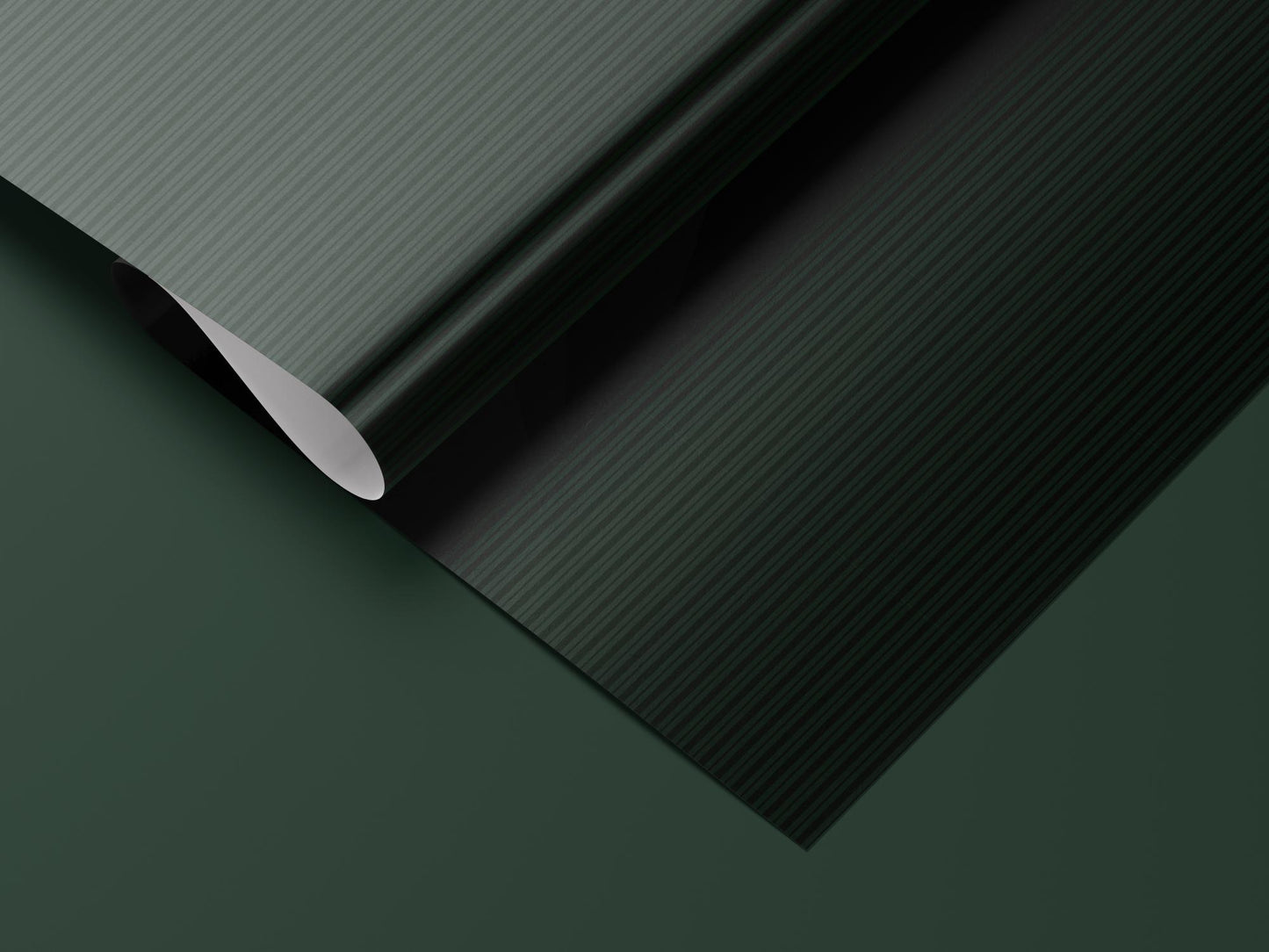 Dark Green Striped Gift Wrapping Paper, Classic Stripe Wrap Sheet in Glossy or Matte Finish for Christmas, Holiday Gifting