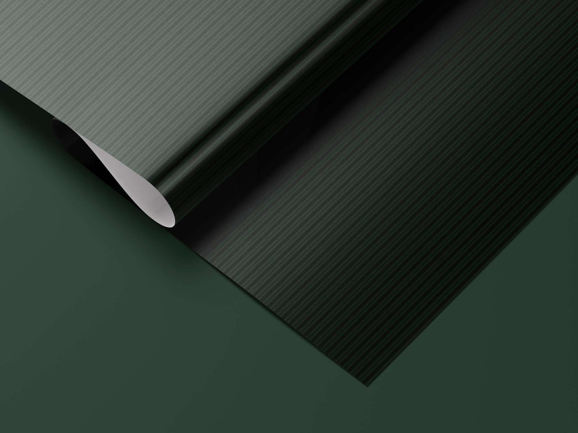Dark Green Striped Gift Wrapping Paper, Classic Stripe Wrap Sheet in Glossy or Matte Finish for Christmas, Holiday Gifting