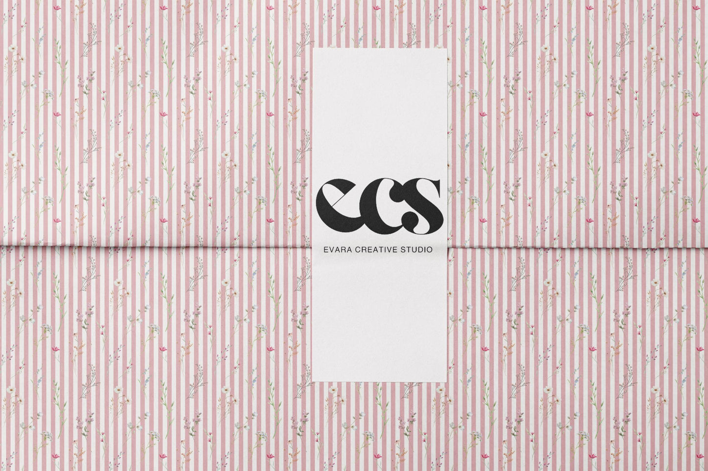 Pink Striped Floral Wrapping Paper | Valentine & Wedding Gift Wrap
