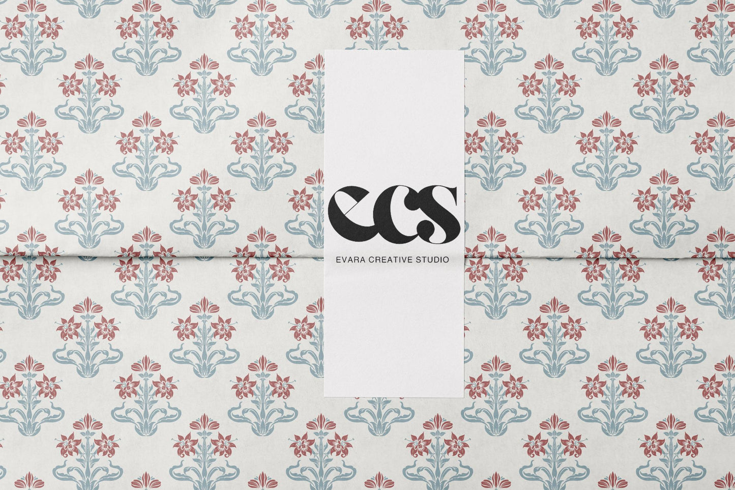 Vintage Red & Blue Floral Wrapping Paper | Botanical Gift Wrap