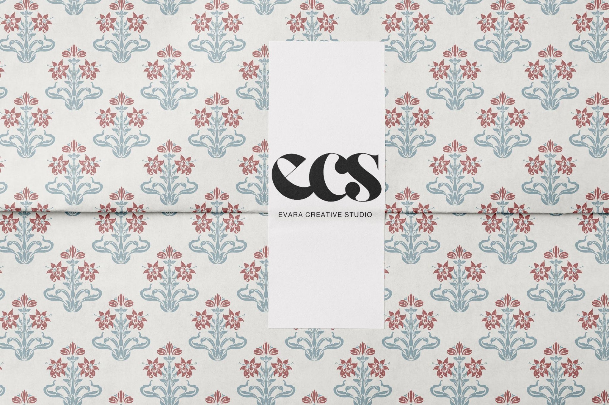 Vintage Red & Blue Floral Wrapping Paper | Botanical Gift Wrap