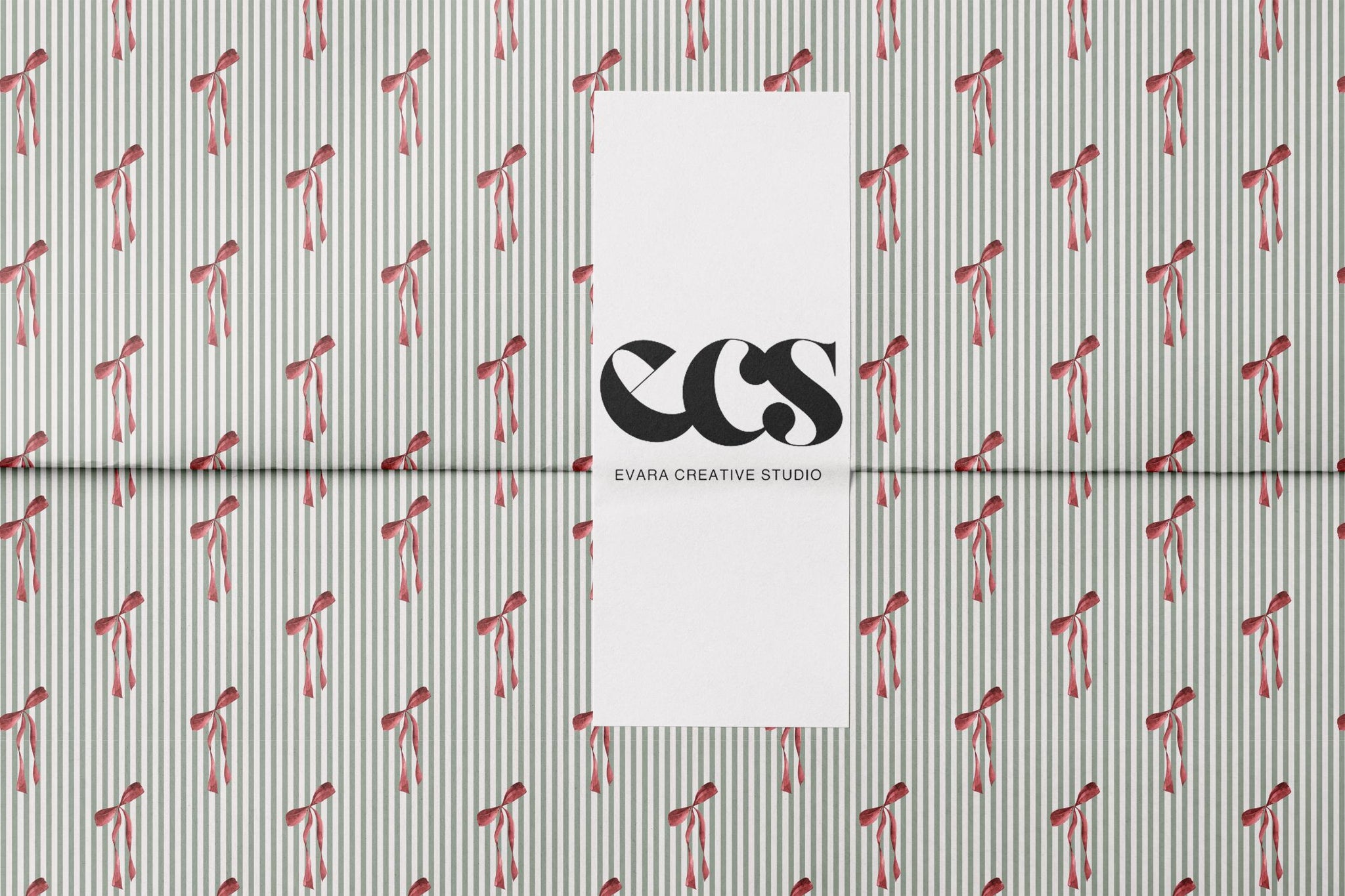 Elegant Striped Floral Wrap for Birthdays, Striped Gift Wrapping Paper, Green and White Stripe Holiday Wrap Sheet in Glossy or Matte Finish