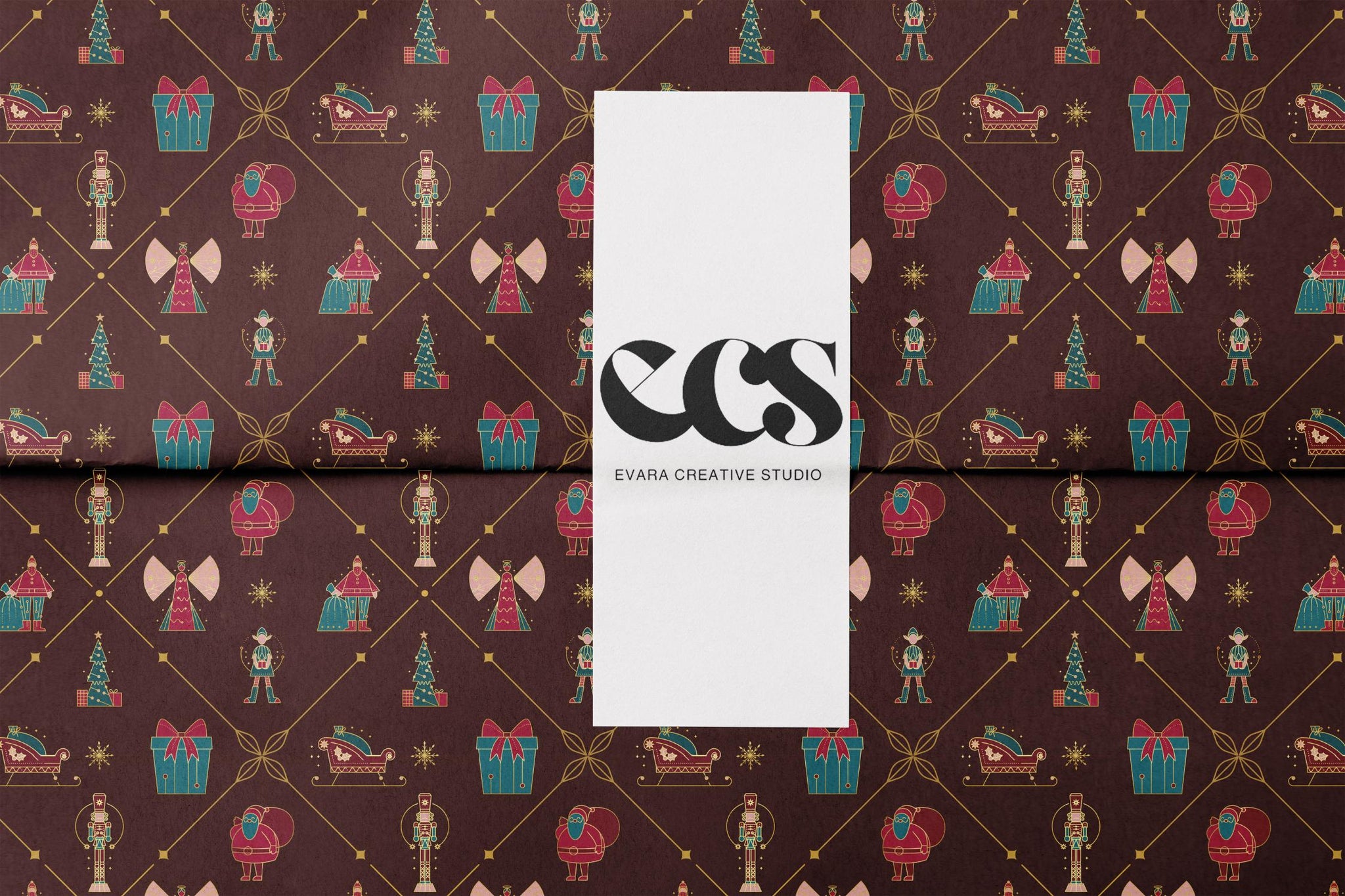 Burgundy Nutcracker Christmas Wrapping Paper, Gloss or Matte Finish Elegant Luxury Holiday Gift Wrap