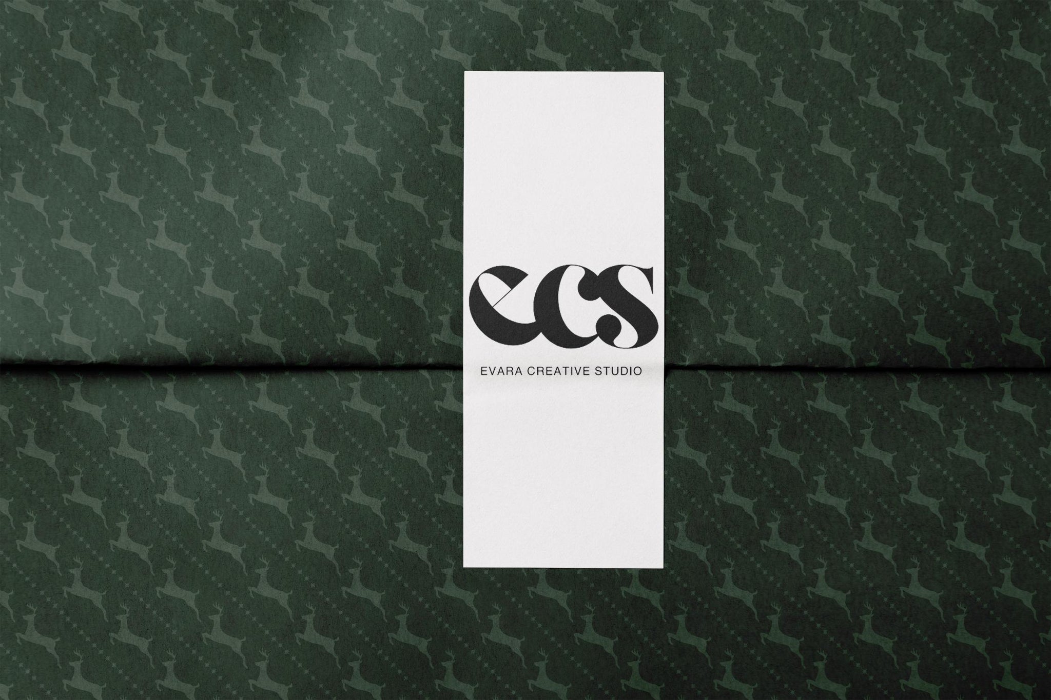 Green Reindeer Wrapping Paper | Luxury Woodland Christmas Wrap