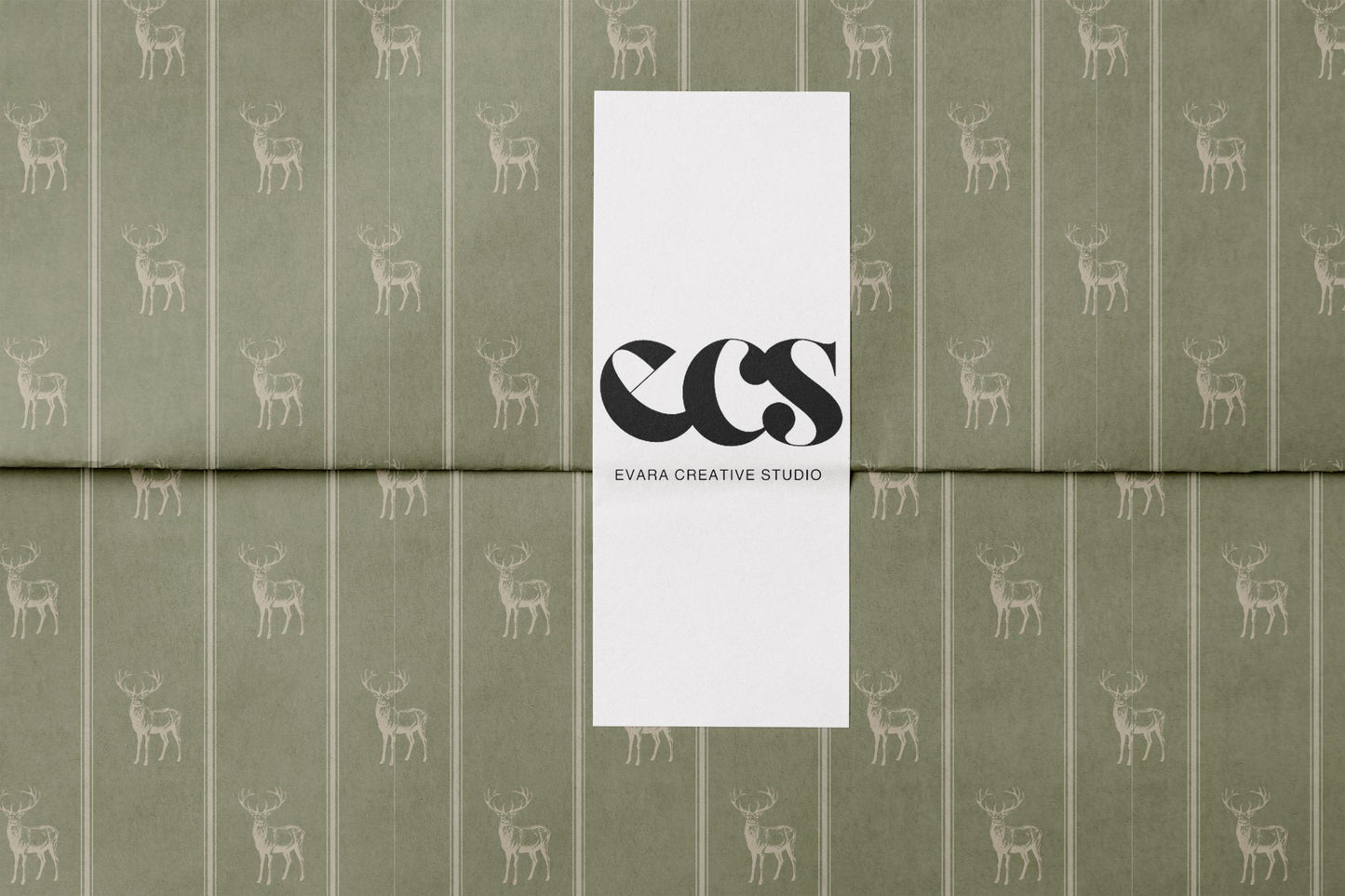 Sage Green Raindeer Wrapping Paper, Gloss or Matte Finish Elegant Luxury Christmas Gift Wrap
