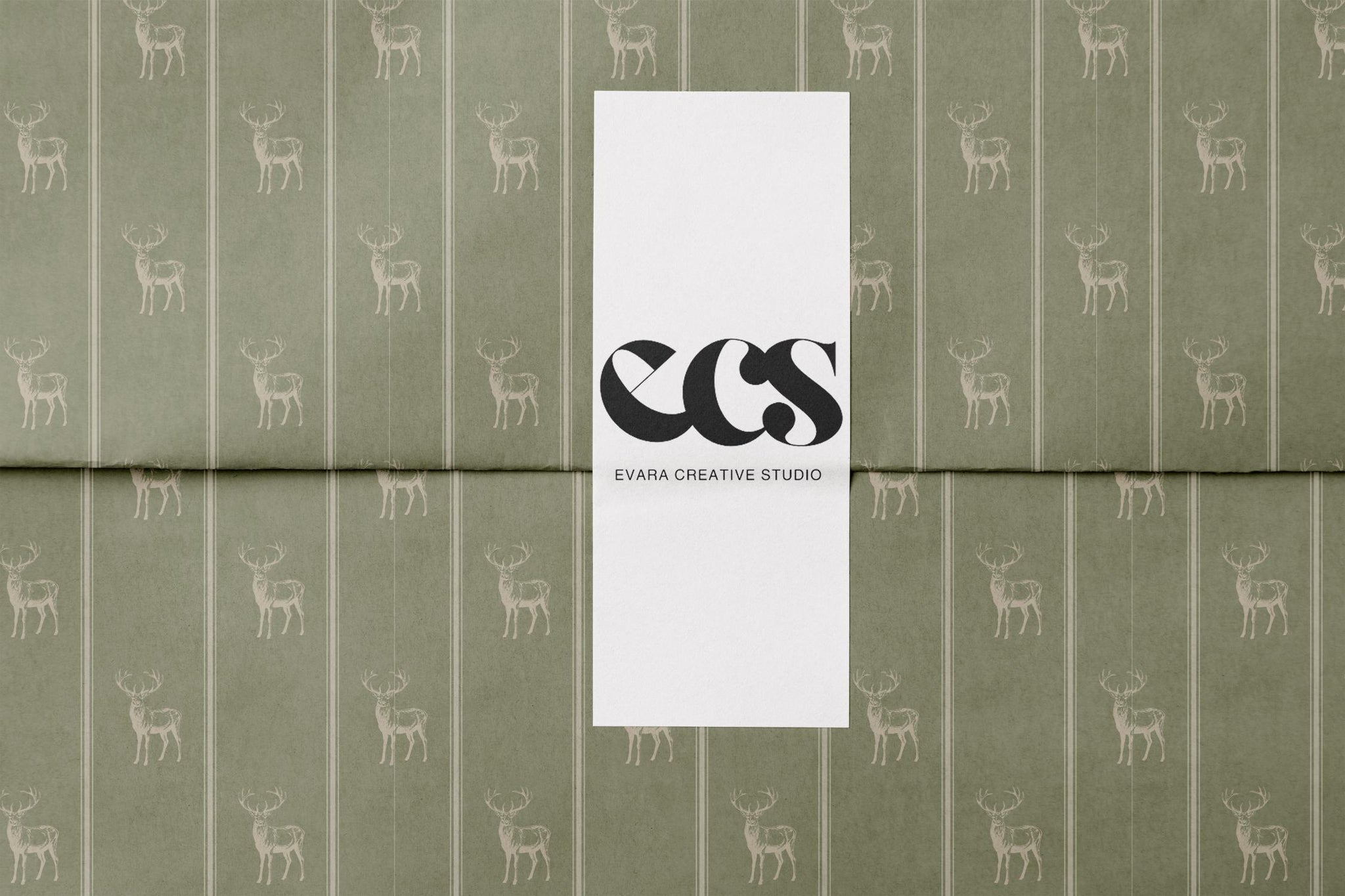Sage Green Raindeer Wrapping Paper, Gloss or Matte Finish Elegant Luxury Christmas Gift Wrap