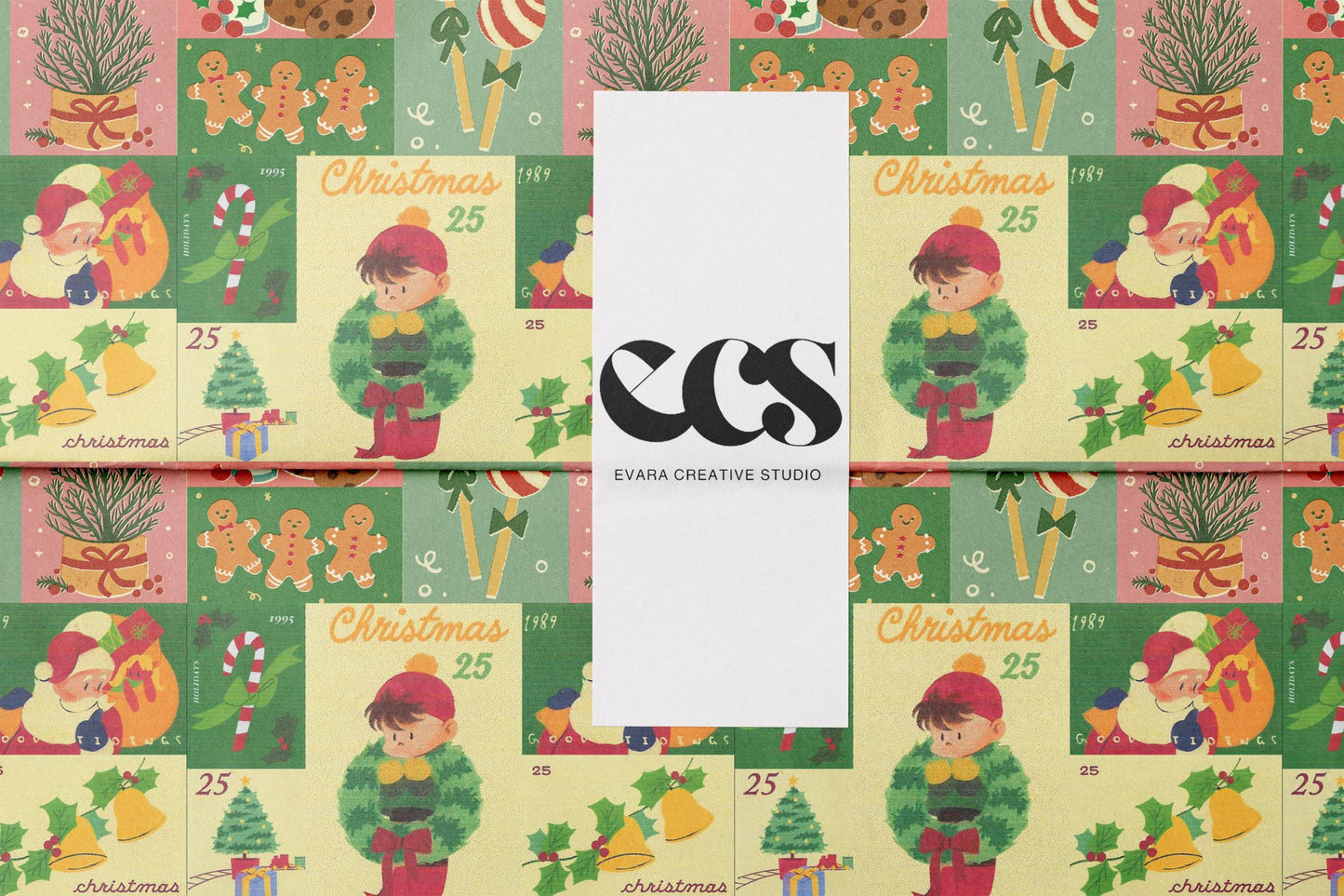 Vintage Christmas Patchwork Wrapping Paper | Retro Holiday Wrap