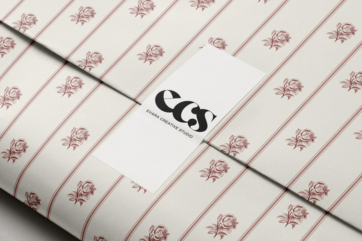 Vintage rose stripe gift wrap — Evara Creative Studio