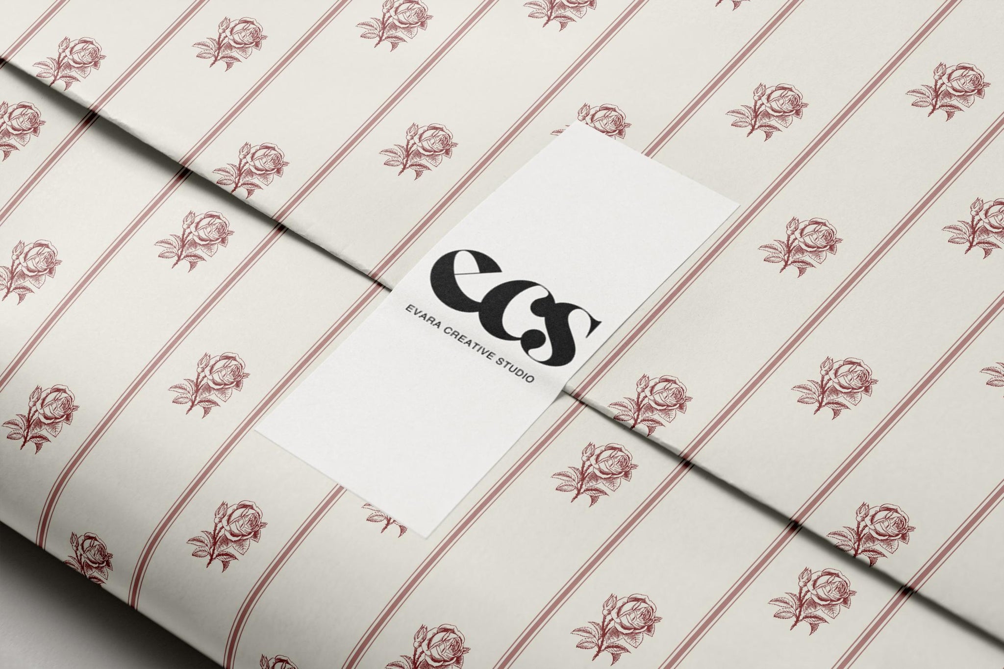 Vintage rose stripe gift wrap — Evara Creative Studio