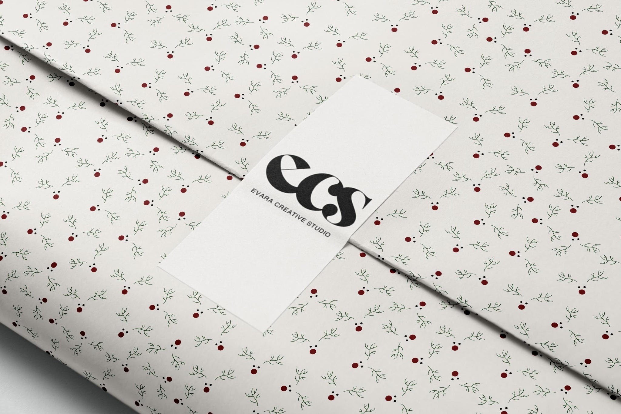 Reindeer Wrapping Paper with Red Nose & Antlers | Rudolph Christmas Gift Wrap Sheets | Festive Holiday Packaging