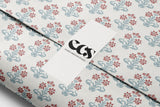 Vintage red and blue floral gift wrap — Evara Creative Studio